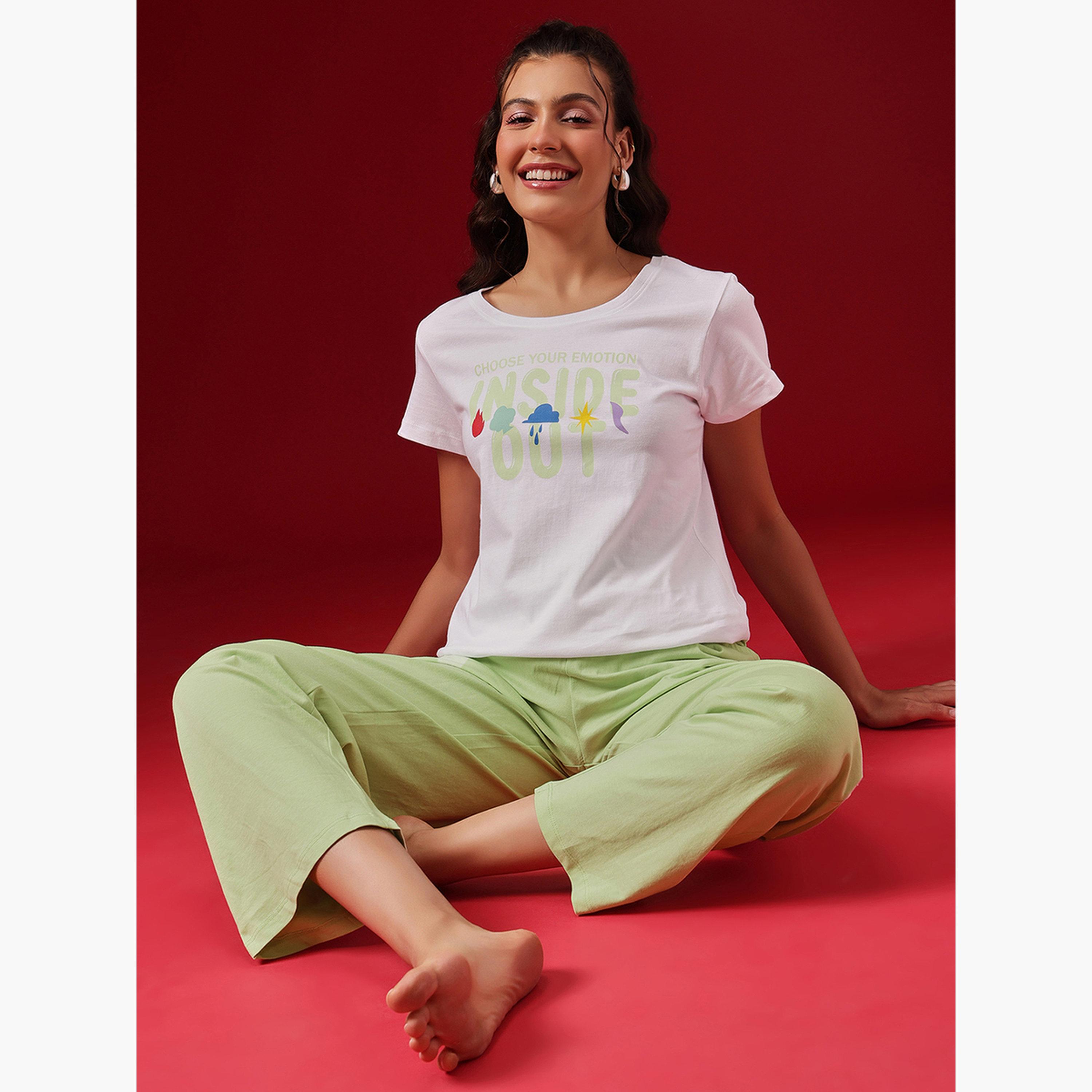 Clovia Cotton Printed T-Shirt and Pyjama Set-women-clothing-nightwear-pyjamas-longsets-image-2