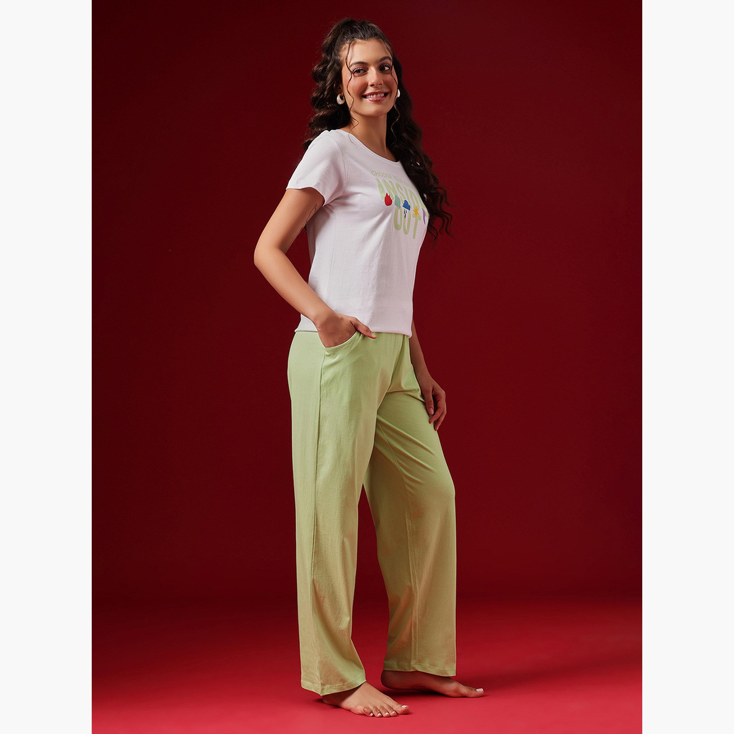 Clovia Cotton Printed T-Shirt and Pyjama Set-women-clothing-nightwear-pyjamas-longsets-image-3