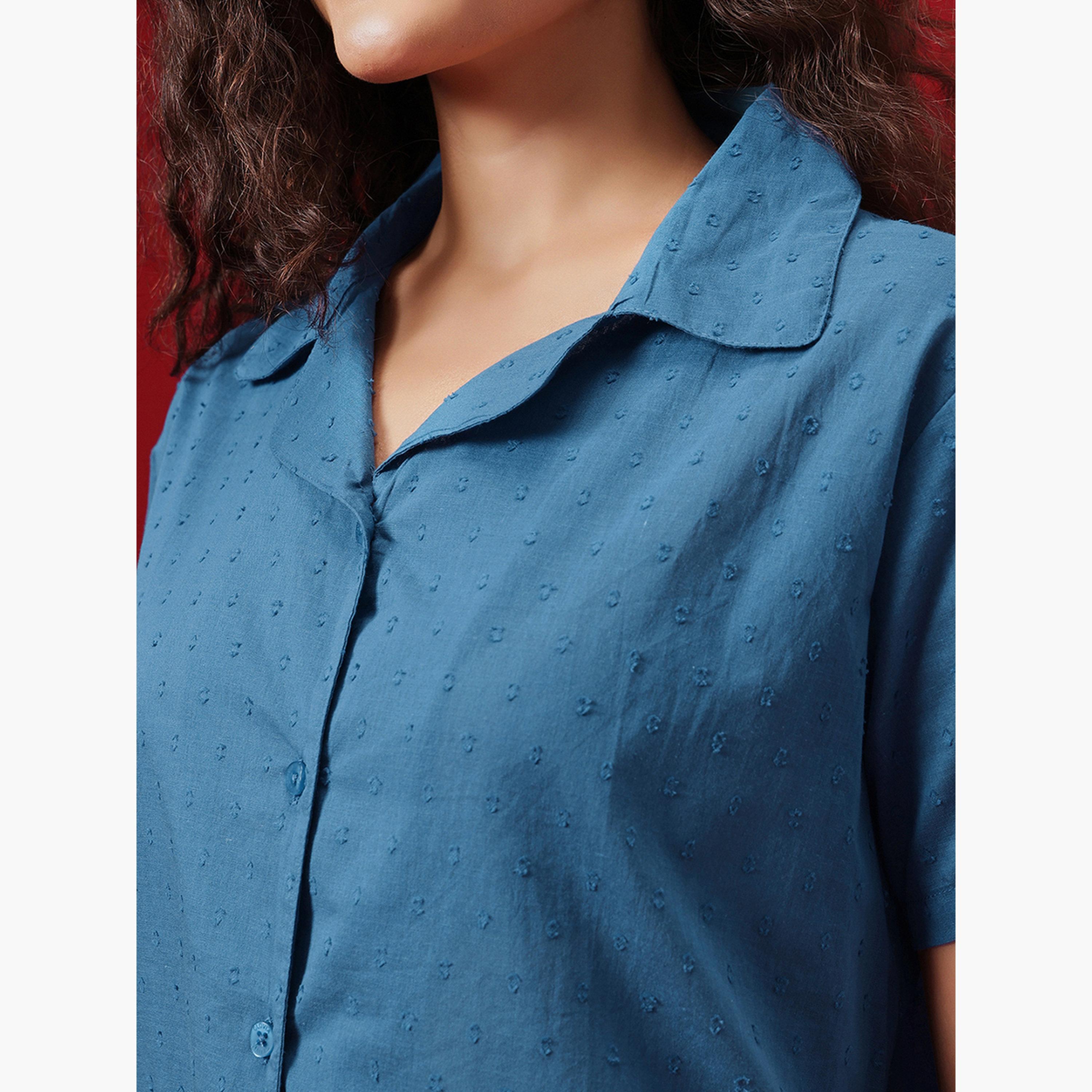 Clovia Dobby Weave Buttoned Shirt and Pyjama Set-women-clothing-nightwear-pyjamas-longsets-image-6
