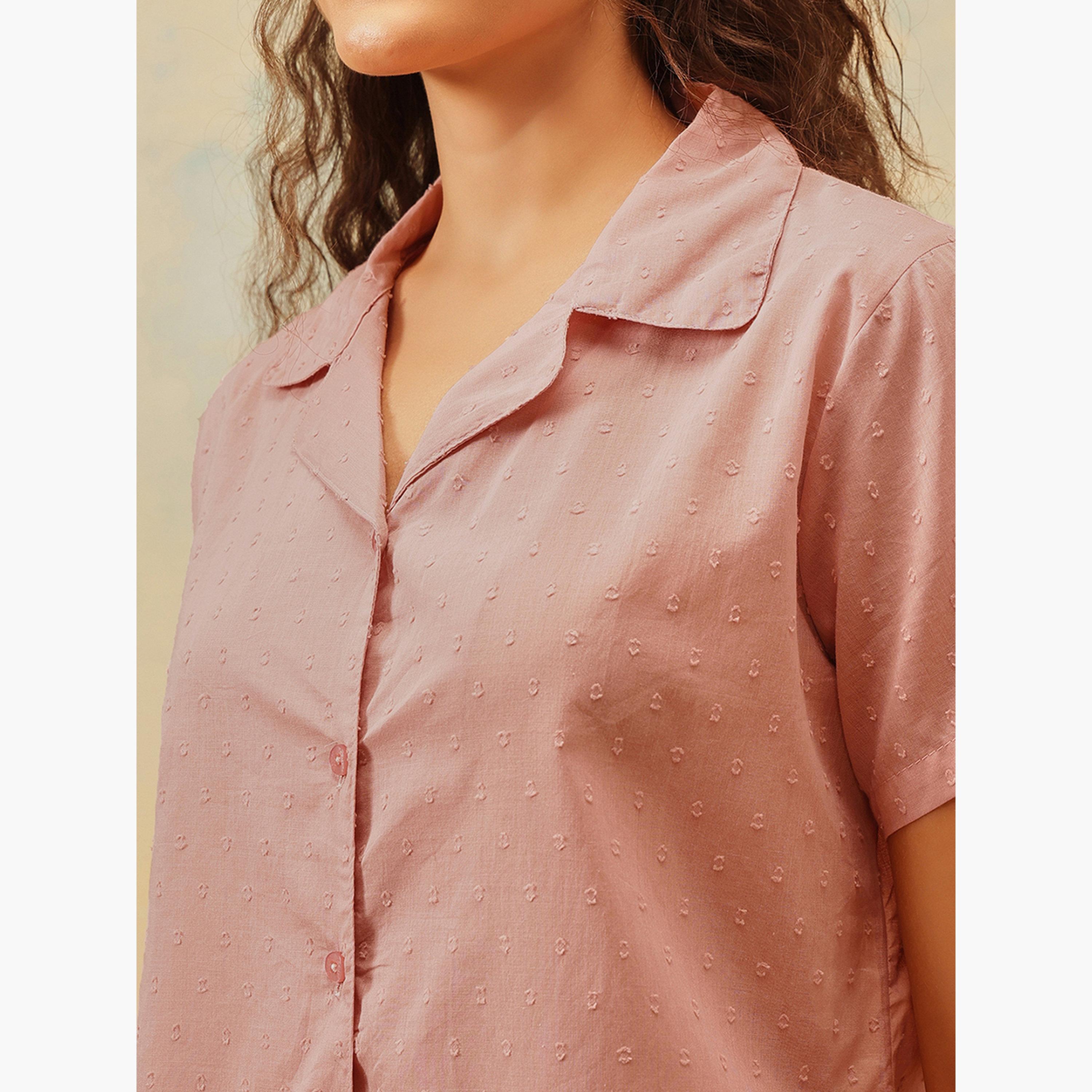 Clovia Dobby Weave Buttoned Shirt and Pyjama Set-women-clothing-nightwear-pyjamas-longsets-image-6