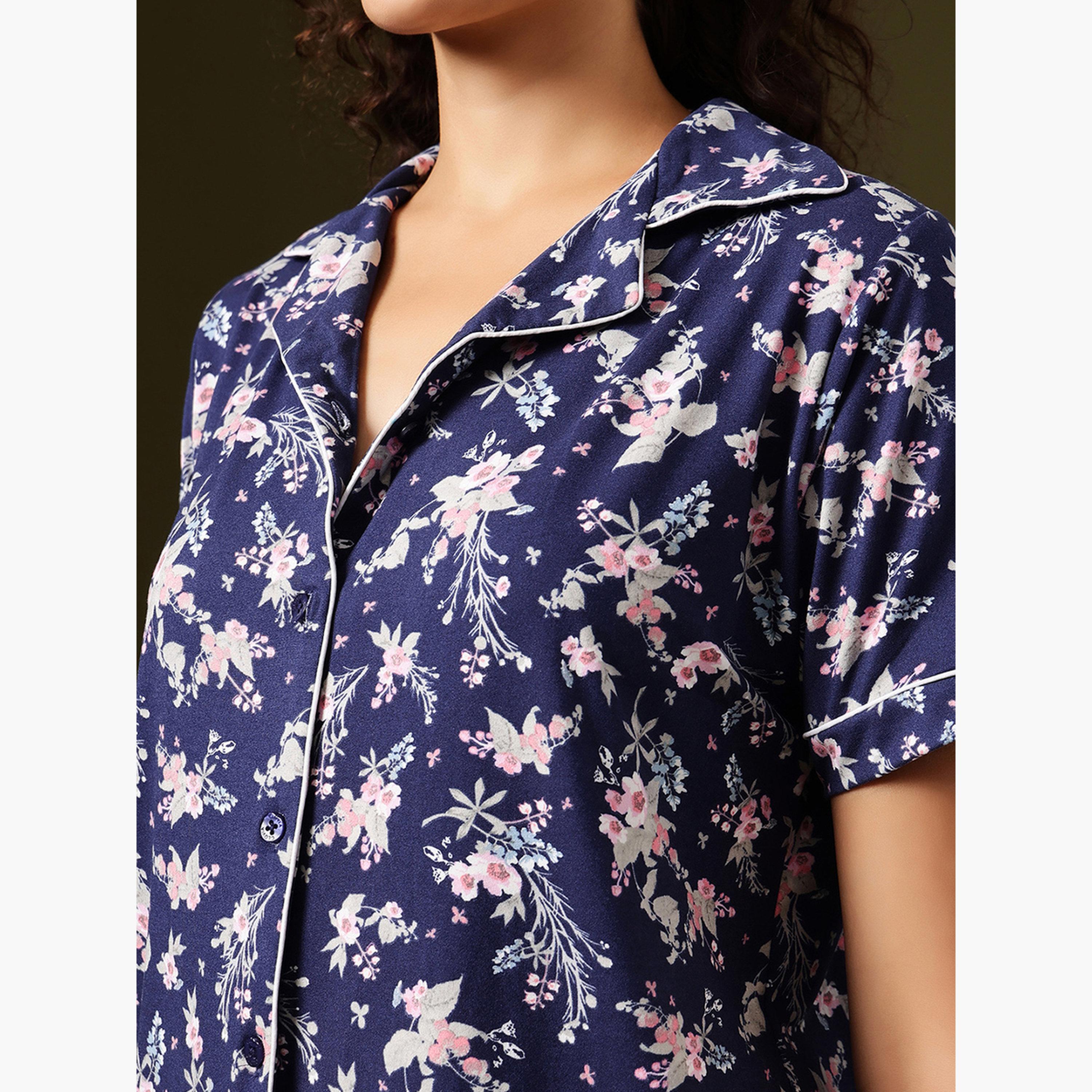 Clovia Floral Print Button-Down Shirt and Pyjama Set-women-clothing-nightwear-pyjamas-longsets-image-6