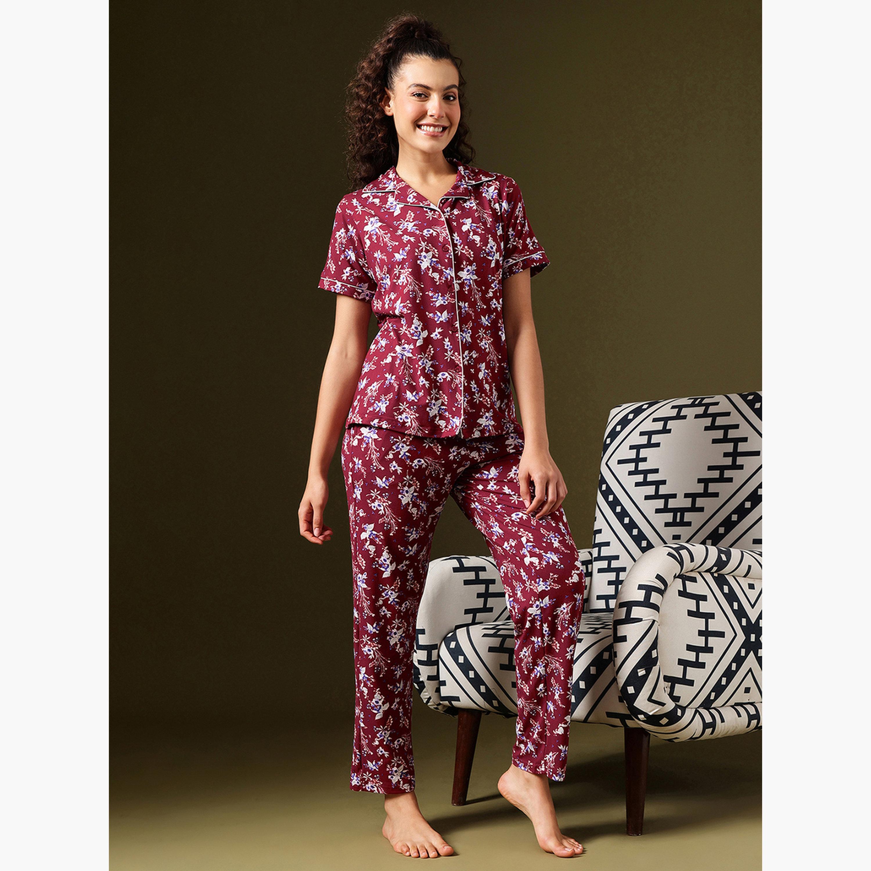 كلوفيا - بيجاما بطبعة زهور-women-clothing-nightwear-pyjamas-longsets-image-4