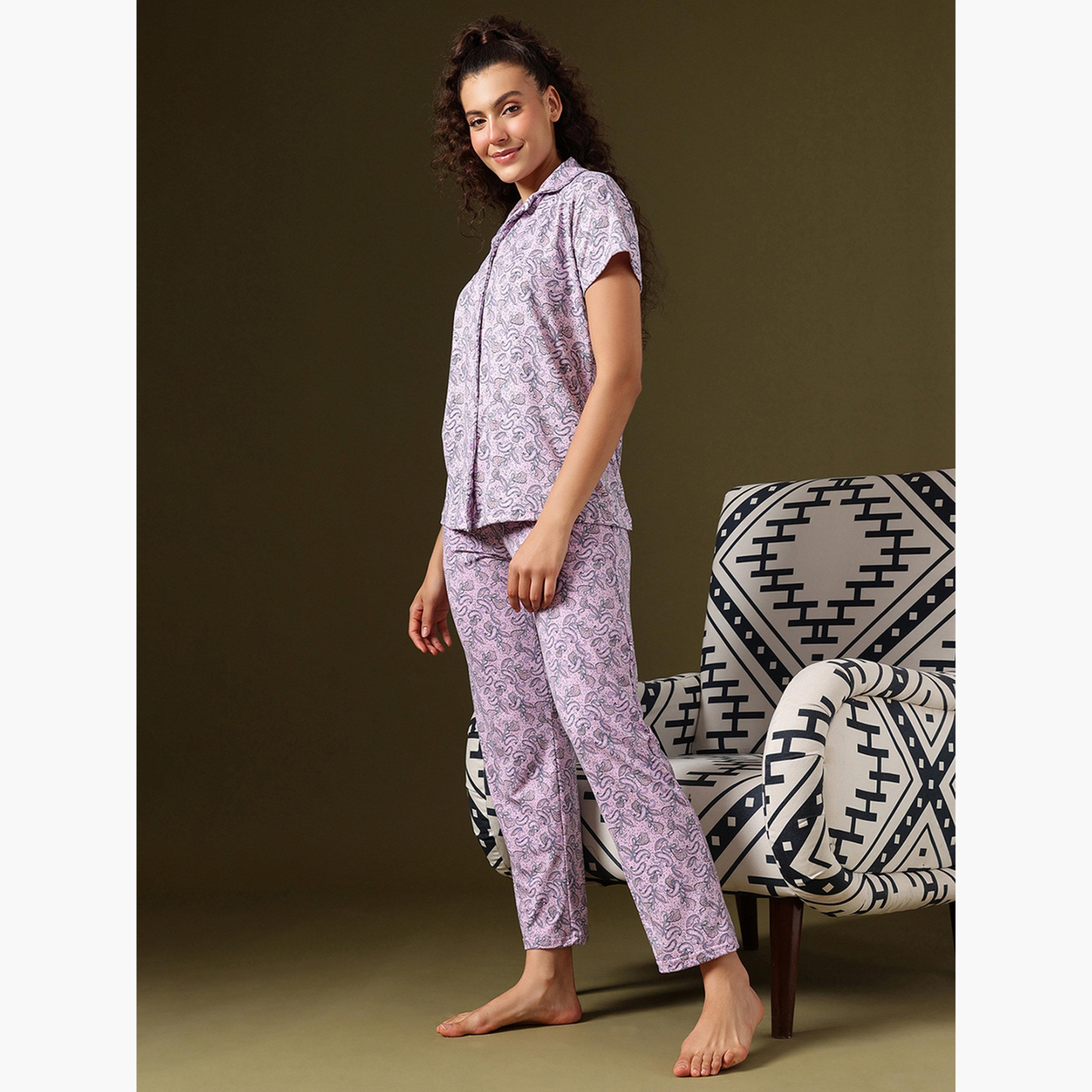Clovia Paisley Print Shirt and Pyjama Set-women-clothing-nightwear-pyjamas-longsets-image-3