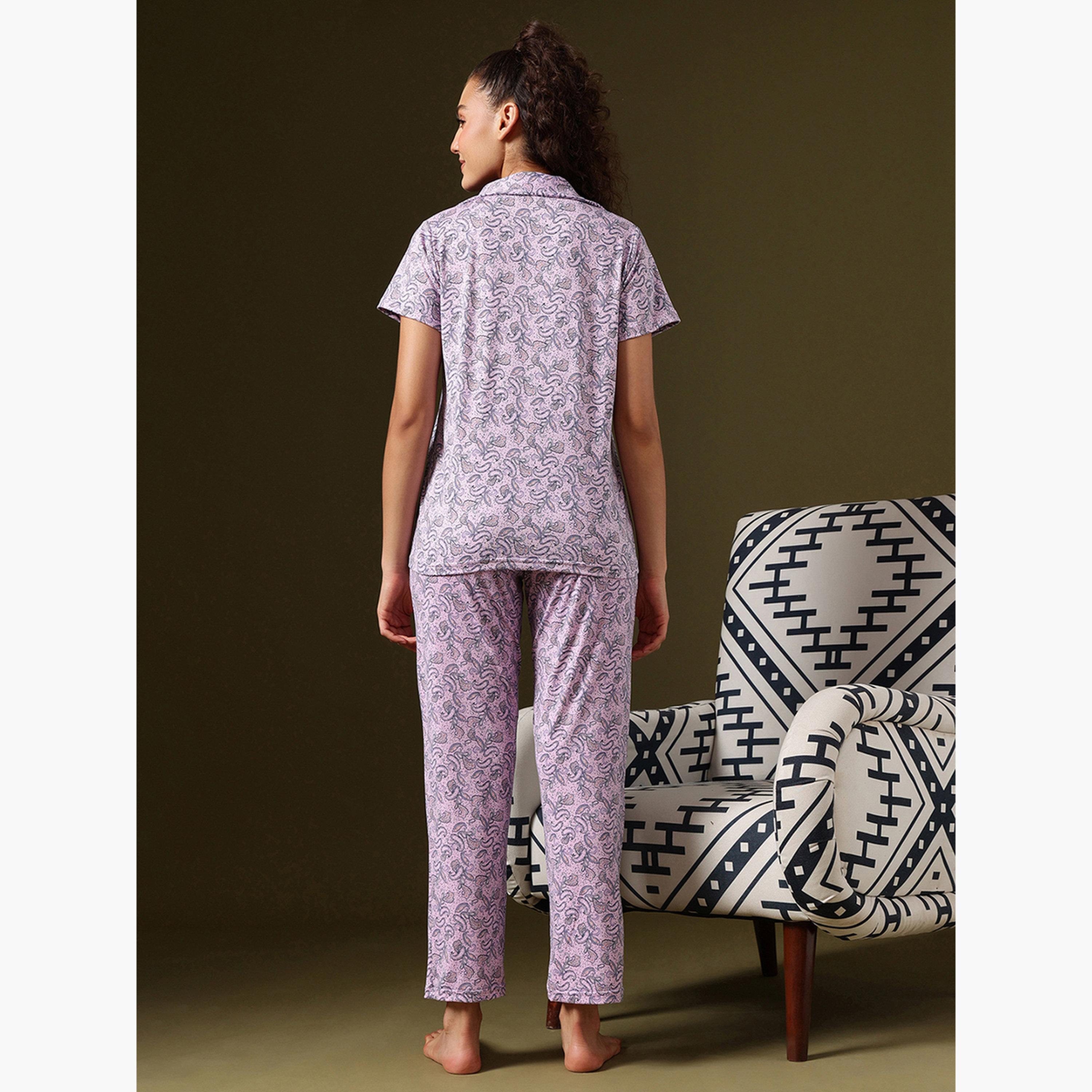 Clovia Paisley Print Shirt and Pyjama Set-women-clothing-nightwear-pyjamas-longsets-image-5
