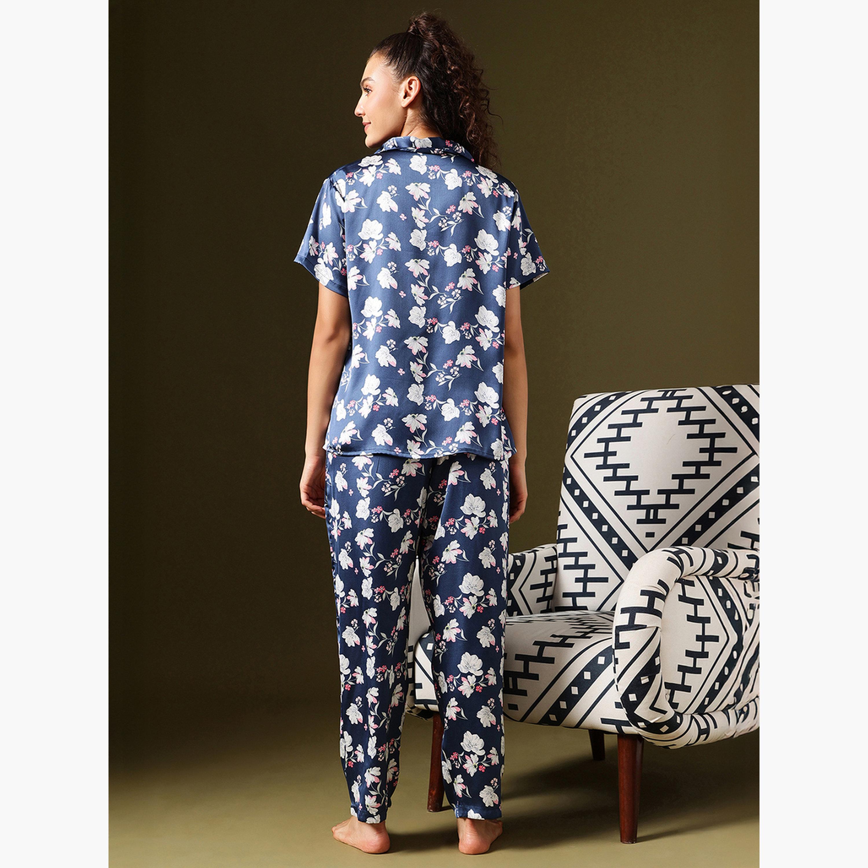 كلوفيا - بيجاما قميص ساتان بطبعة زهور-women-clothing-nightwear-pyjamas-longsets-image-5