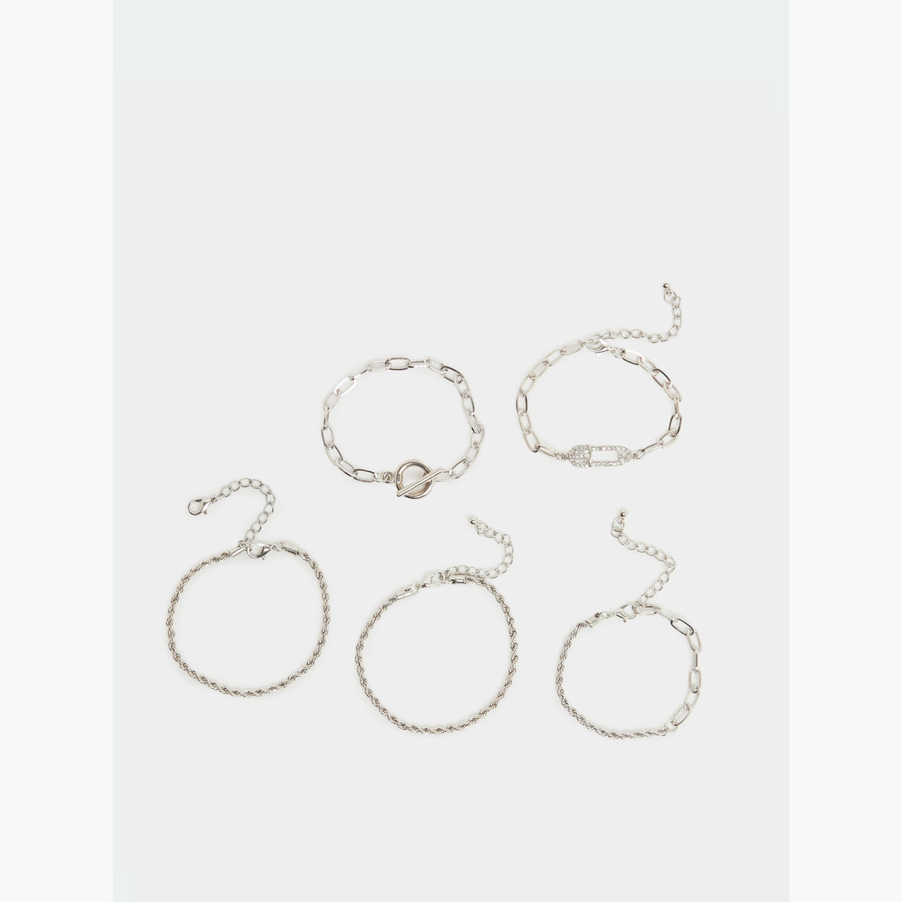 Styli Set of 5 - Silver Chain Bracelet-women-watchesandjewellery-jewellery-banglesandbracelets-image-2