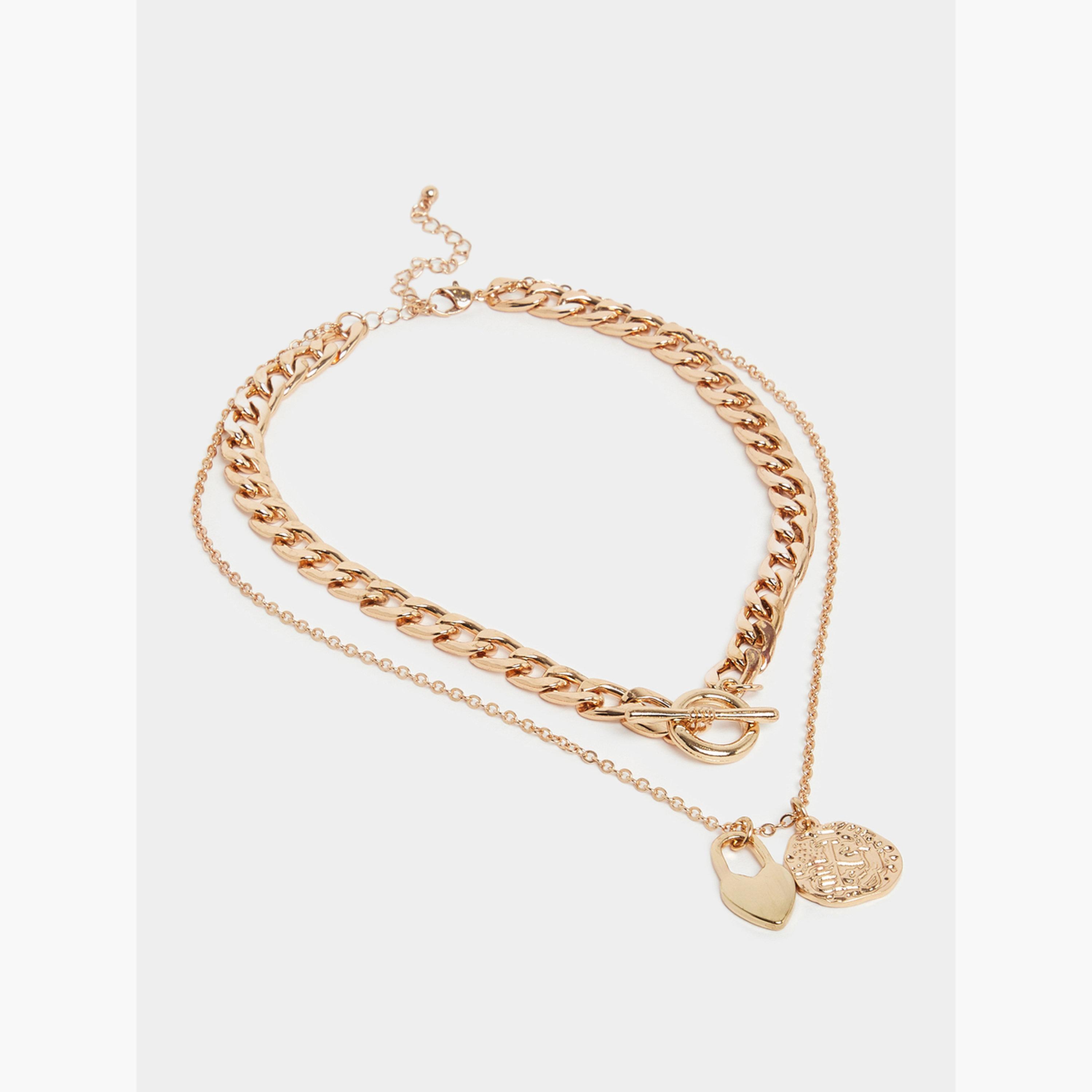 عقد طبقات ذهبي مزين بتعليقات-women-watchesandjewellery-jewellery-necklacesandpendants-image-1