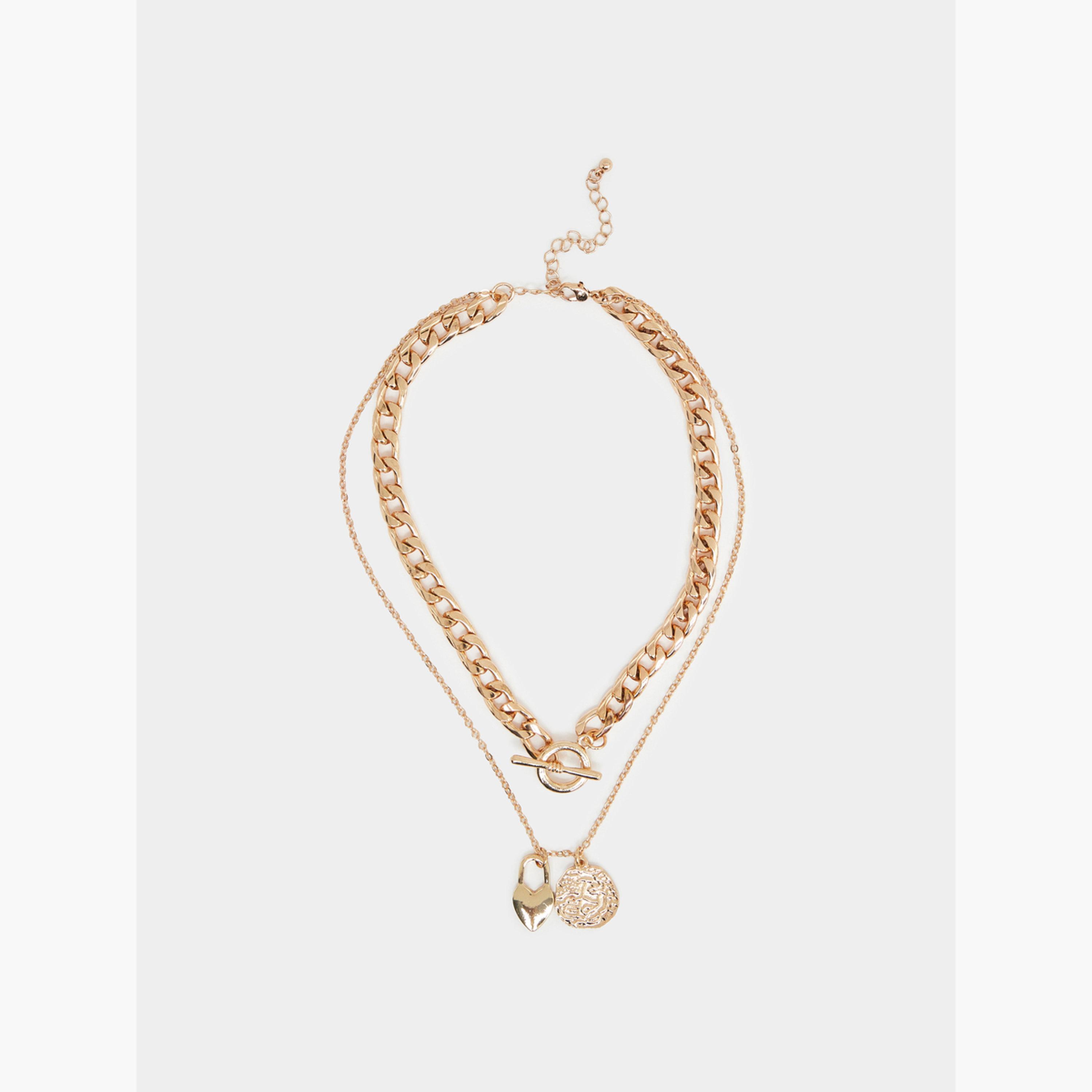 عقد طبقات ذهبي مزين بتعليقات-women-watchesandjewellery-jewellery-necklacesandpendants-image-2