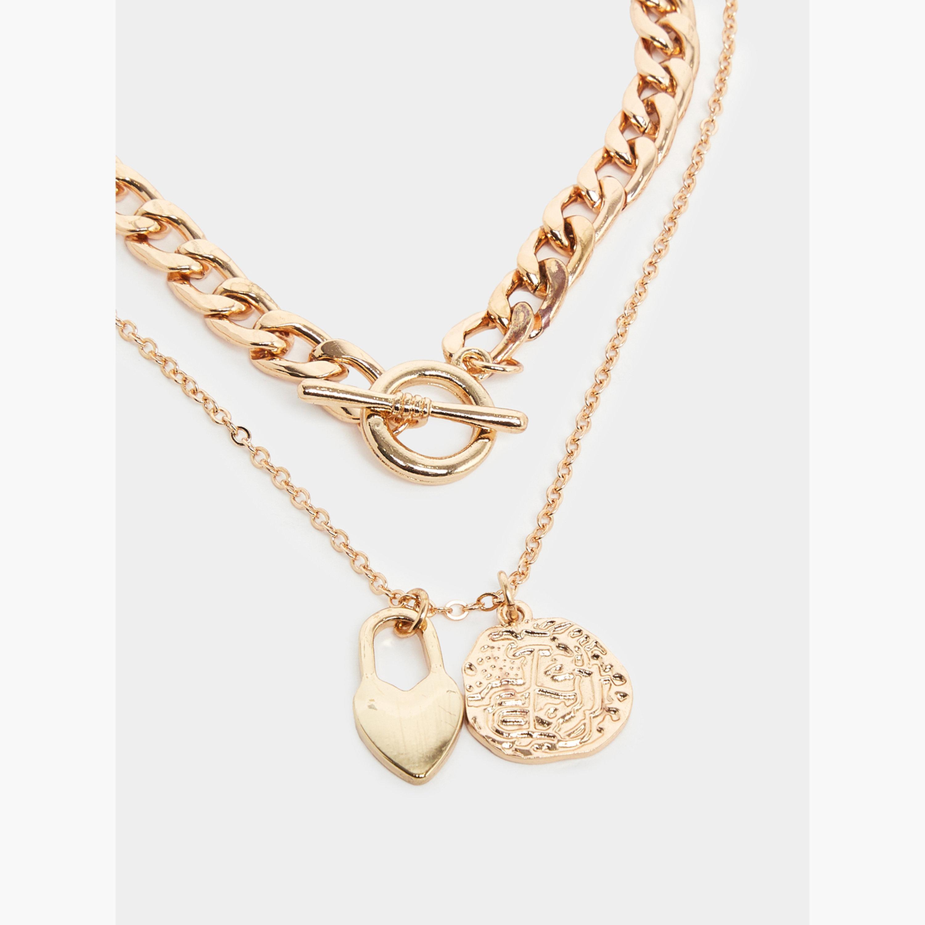 عقد طبقات ذهبي مزين بتعليقات-women-watchesandjewellery-jewellery-necklacesandpendants-image-3