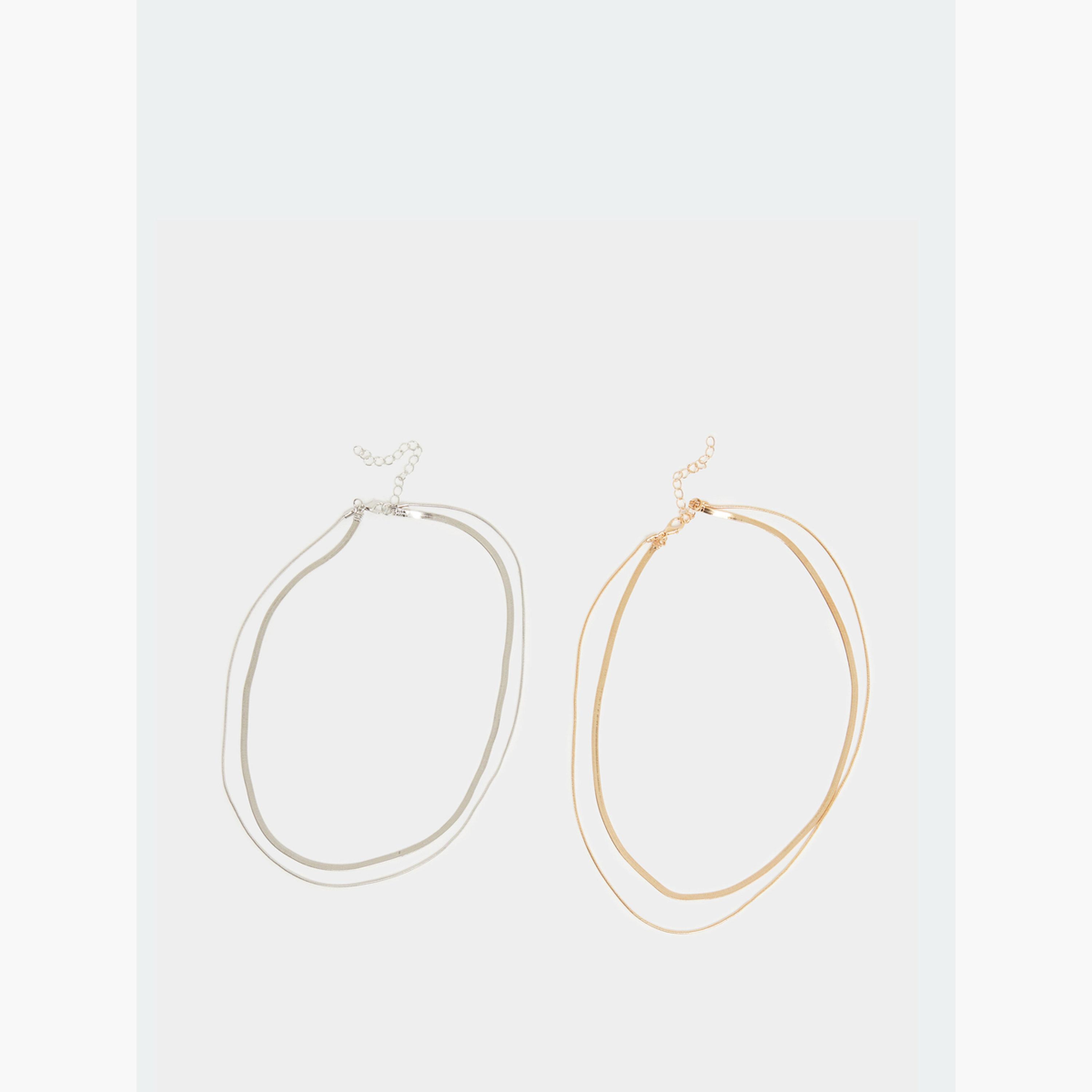 Styli Dual-Tone Layered Chain Necklace Set-women-watchesandjewellery-jewellery-necklacesandpendants-image-1