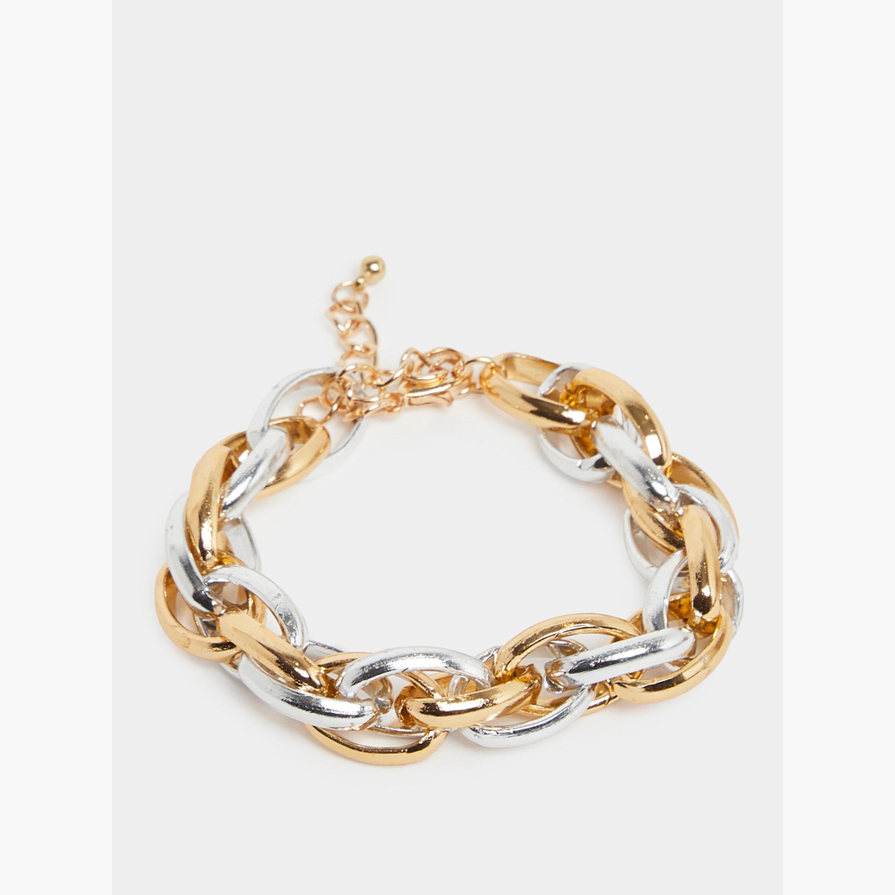 Styli Two-Tone Chain Link Bracelet-women-watchesandjewellery-jewellery-banglesandbracelets-image-1