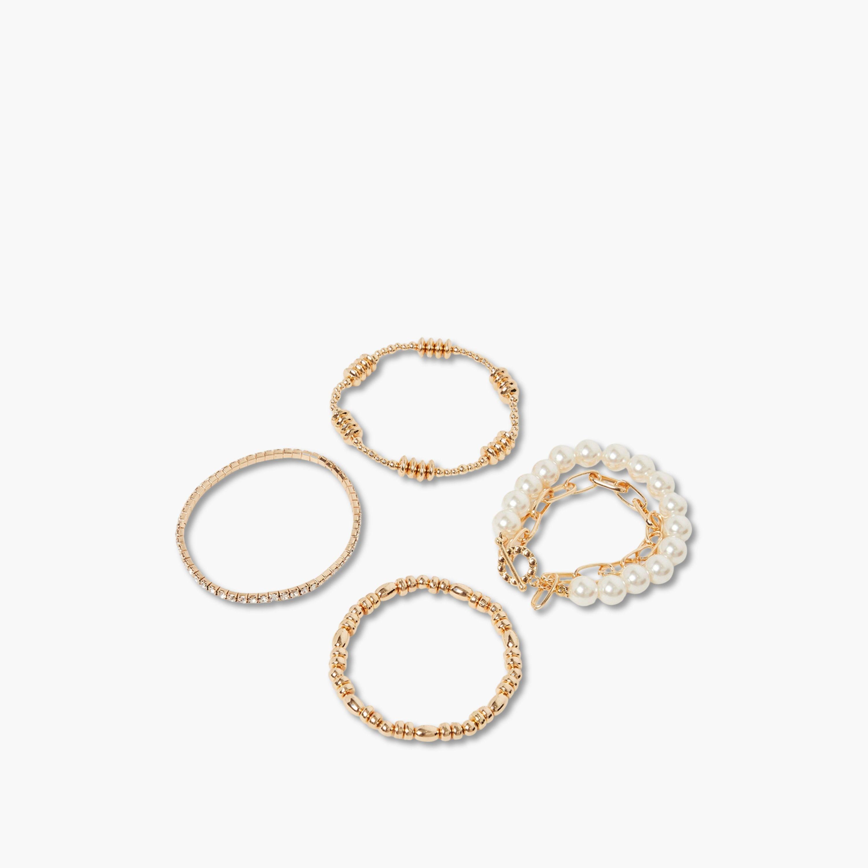 طقم أساور مزينة بخرز من 4 قطع-women-watchesandjewellery-jewellery-banglesandbracelets-image-1