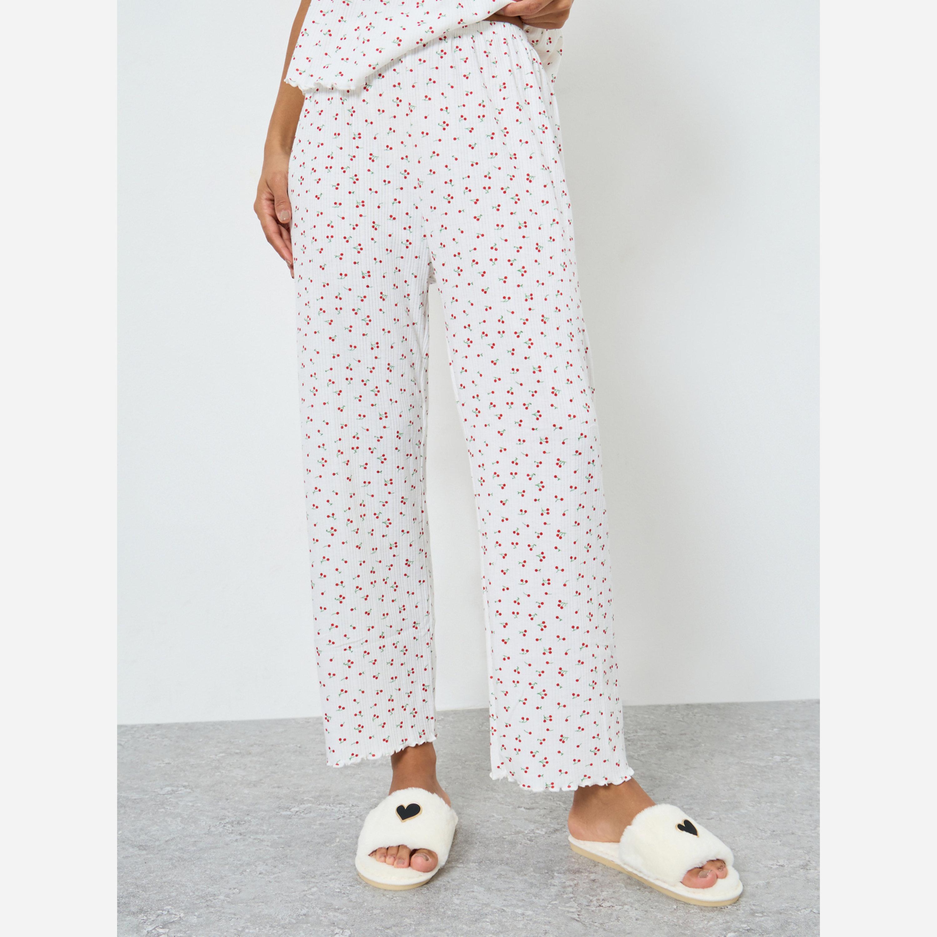 Styli Pack of 3 - Cherry Print Bust Gather Cami, Shirt and Pyjama-women-clothing-nightwear-pyjamas-longsets-image-6