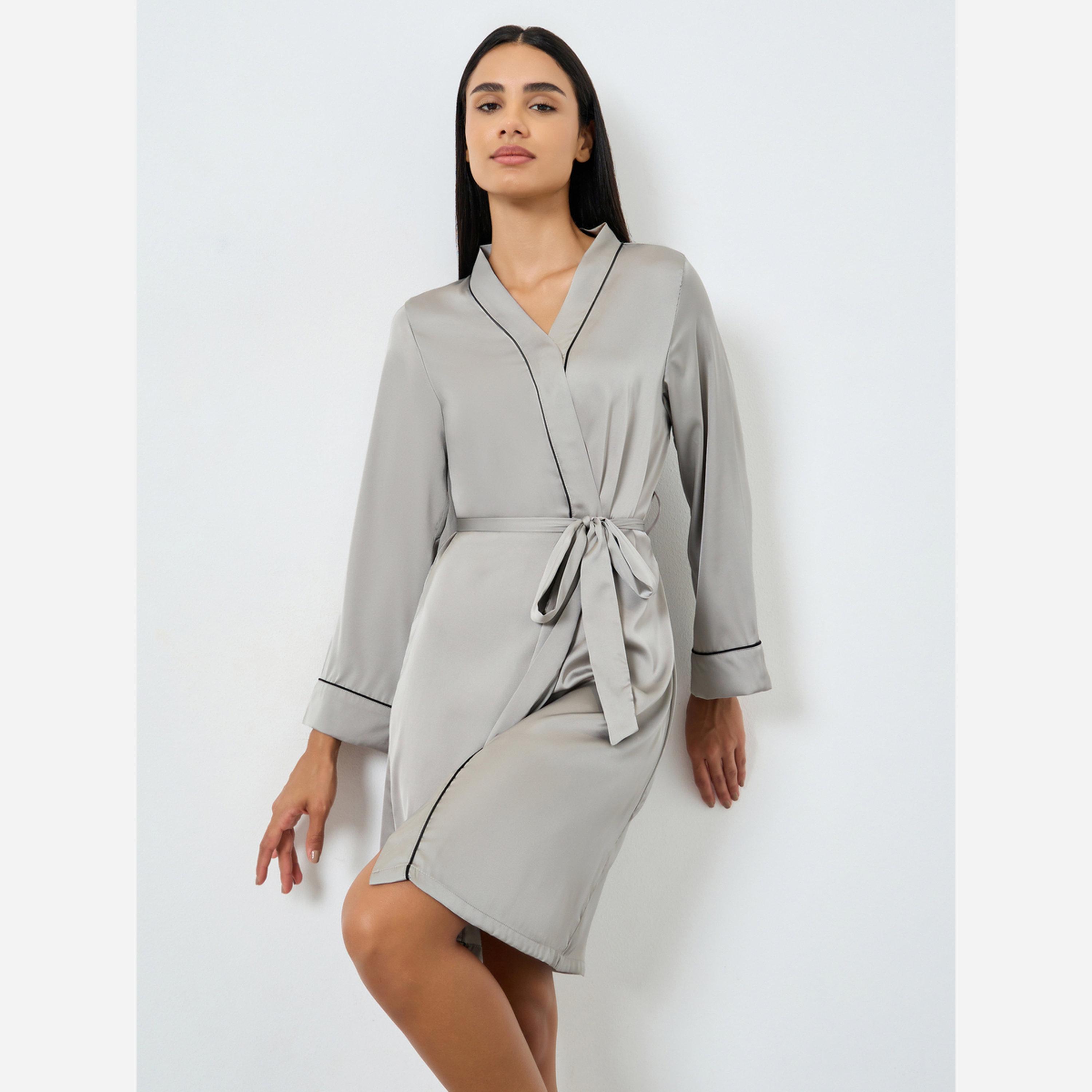 Styli Satin Contrast Piped Robe-women-clothing-nightwear-robes-image-1