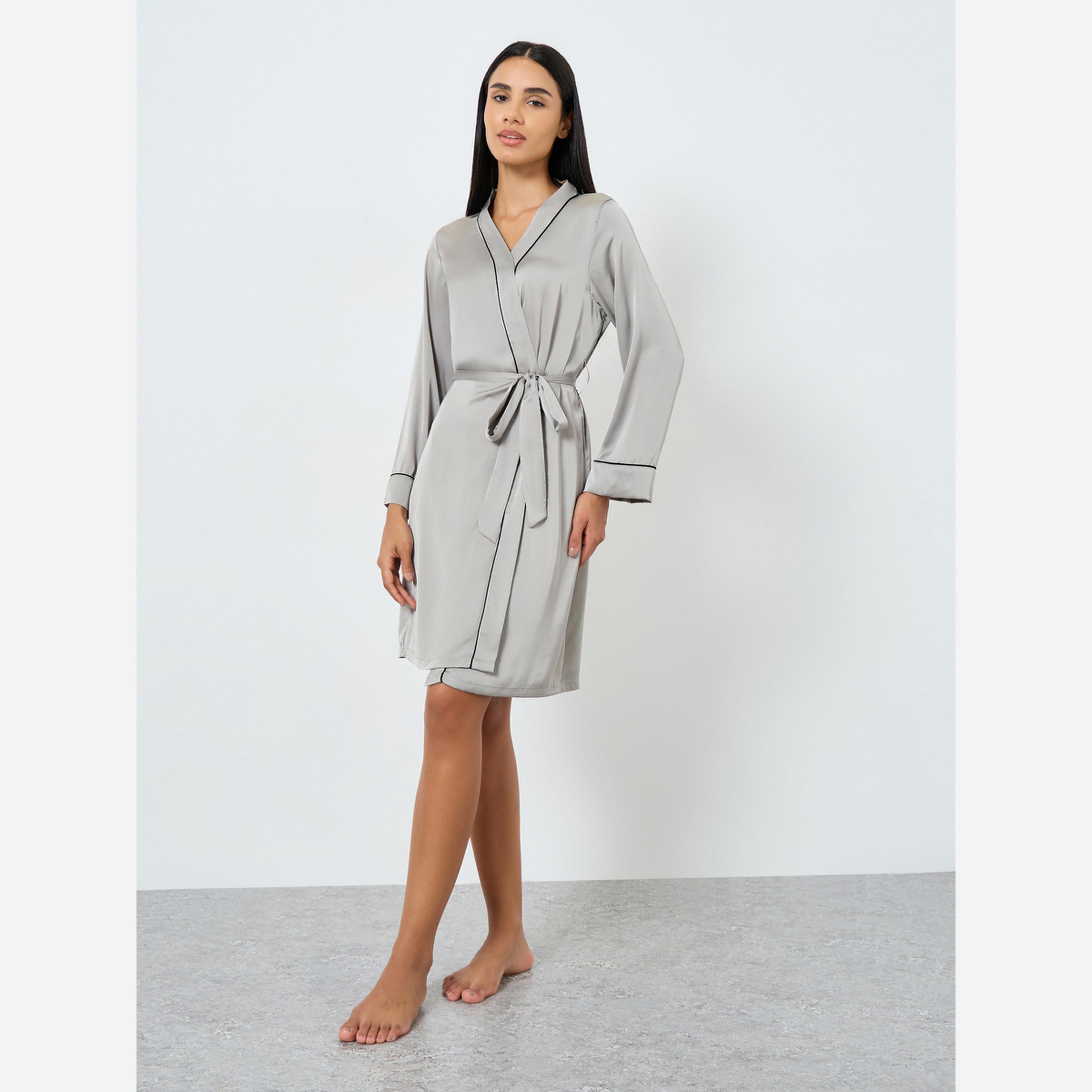 Styli Satin Contrast Piped Robe-women-clothing-nightwear-robes-image-2
