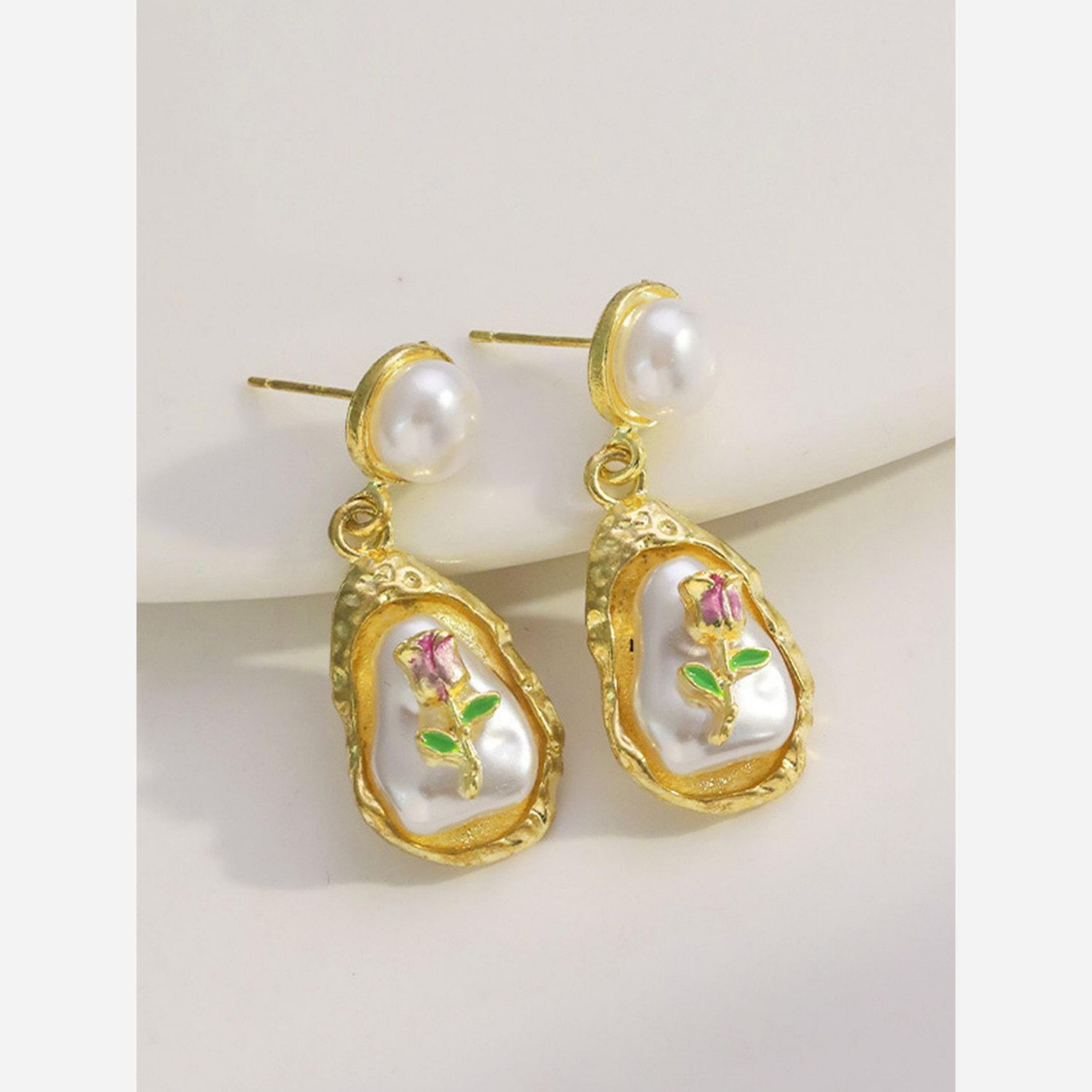 Take Two Faux Pearl 3D Flower Teardrop Drop Earrings-women-watchesandjewellery-jewellery-earrings-image-5