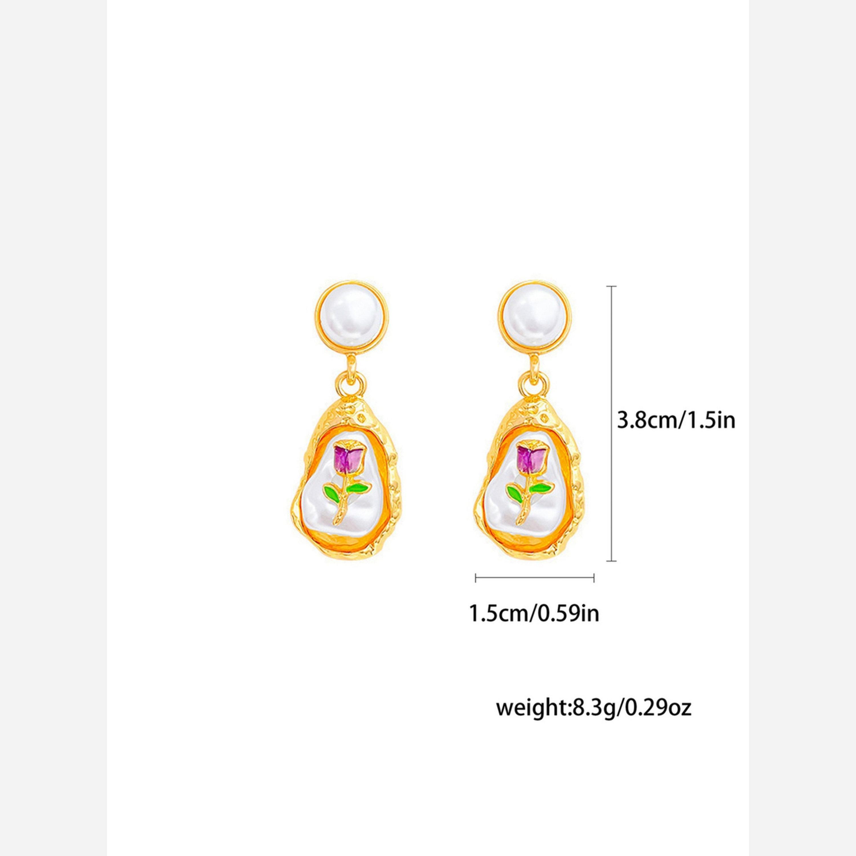 تيك تو - أقراط متدلية على شكل زهرة ثلاثية الأبعاد من اللؤلؤ الصناعي-women-watchesandjewellery-jewellery-earrings-image-6