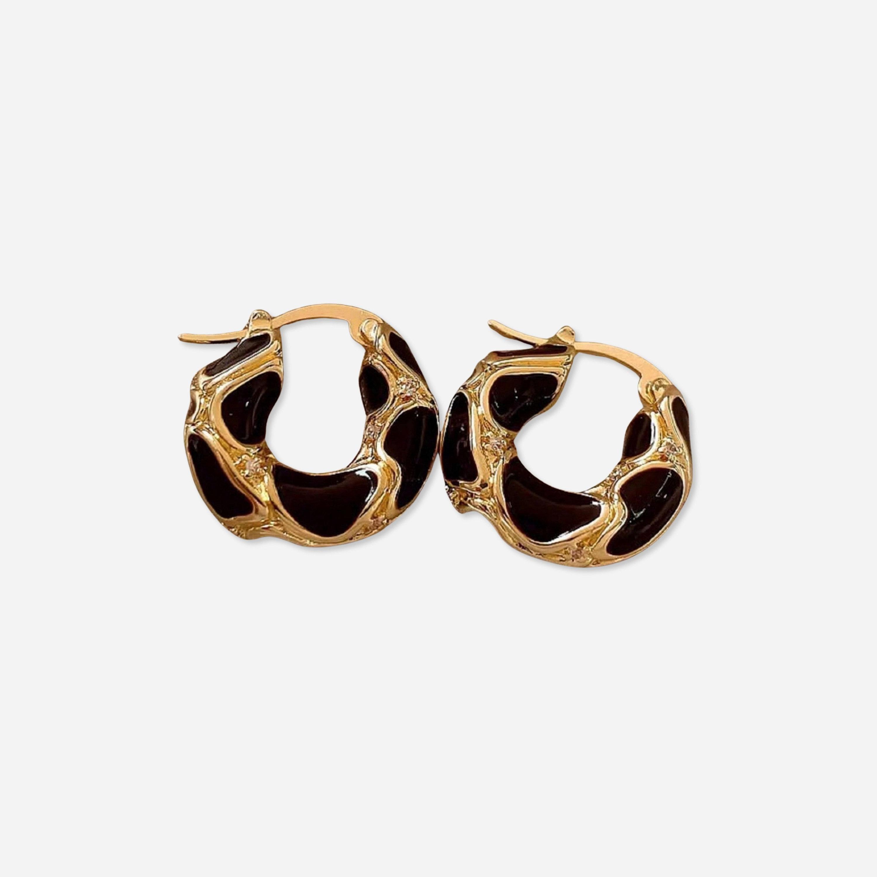 Take Two Contrast Textured Embellished Hoop Earrings-women-watchesandjewellery-jewellery-earrings-image-1