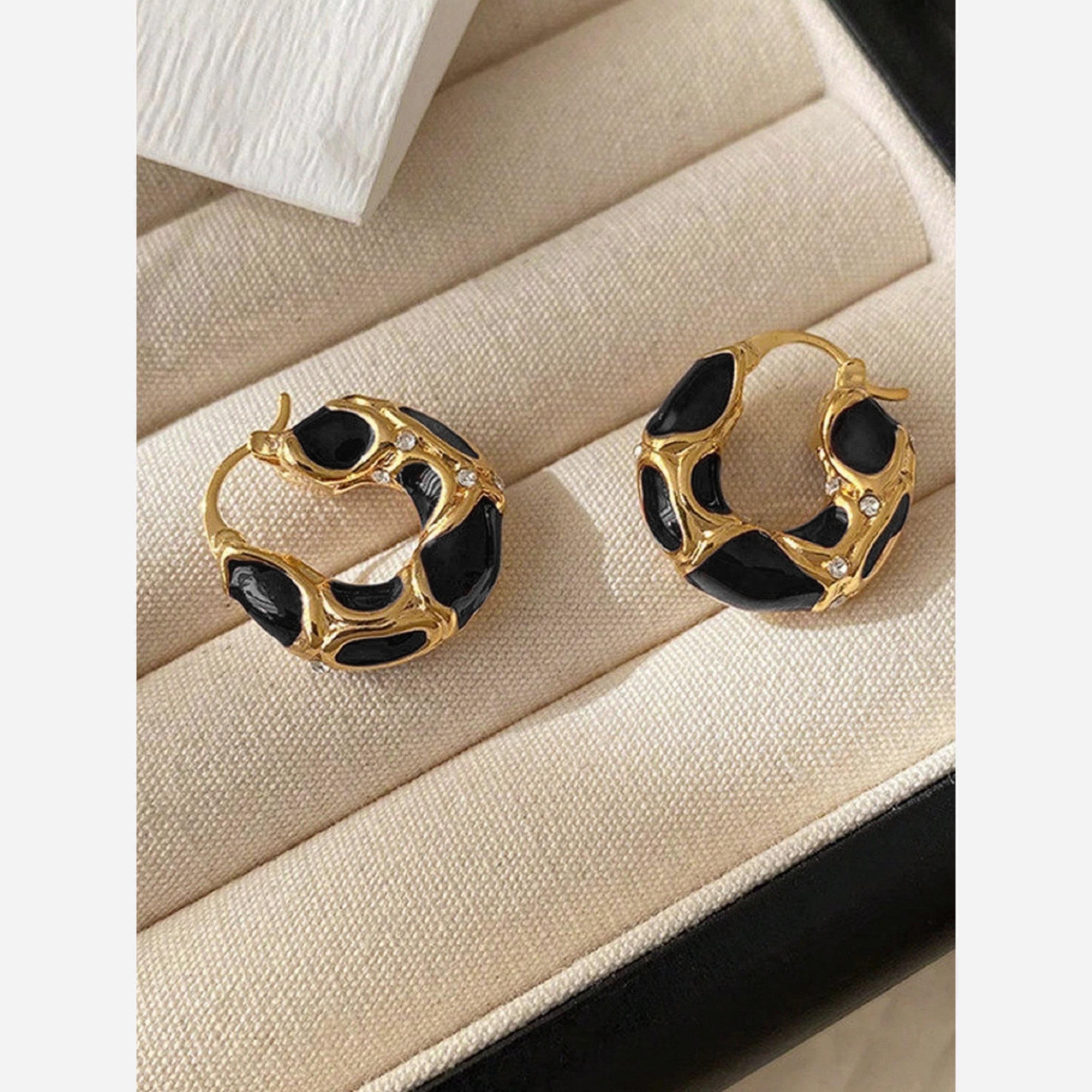 Take Two Contrast Textured Embellished Hoop Earrings-women-watchesandjewellery-jewellery-earrings-image-4