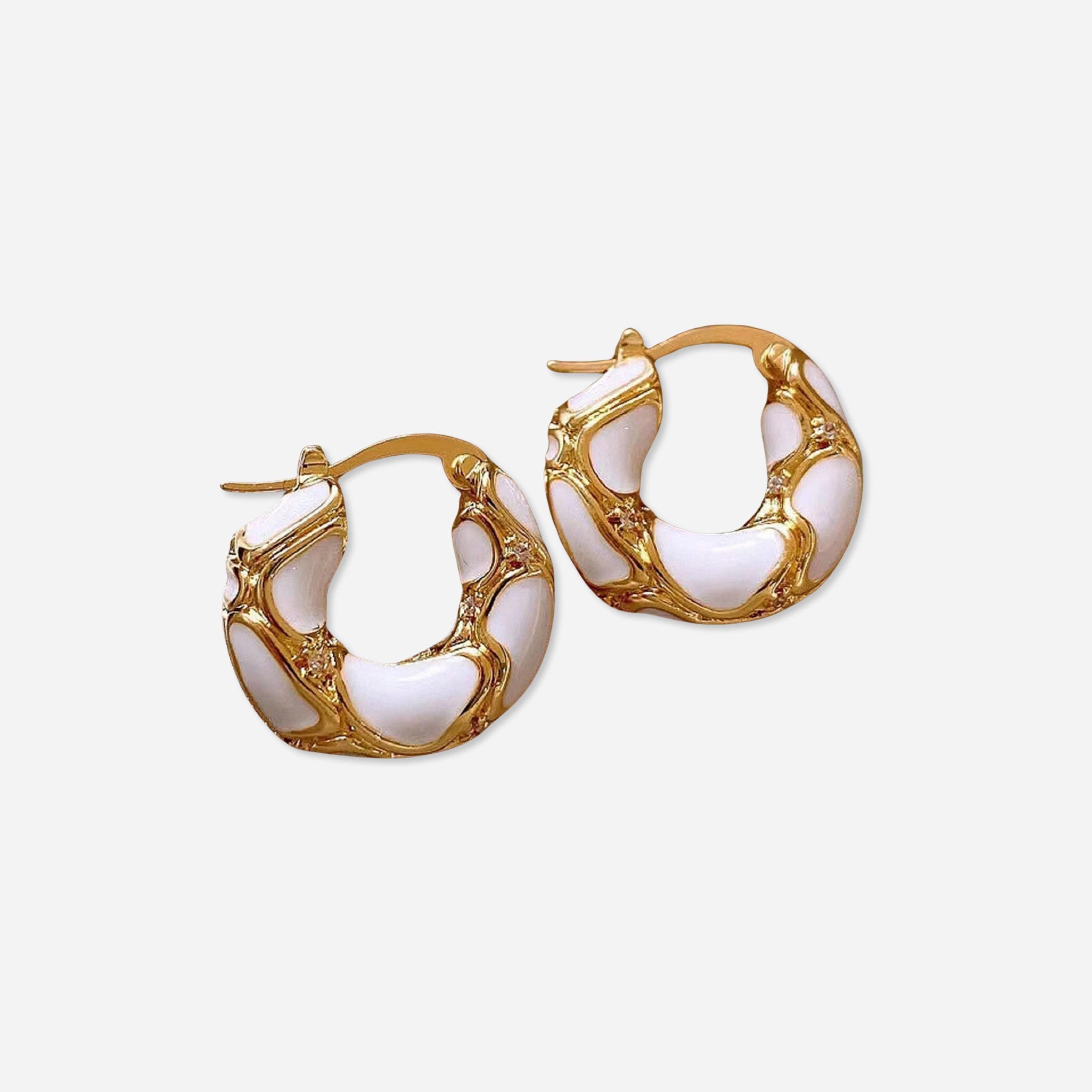 Take Two Contrast Textured Embellished Hoop Earrings-women-watchesandjewellery-jewellery-earrings-image-1