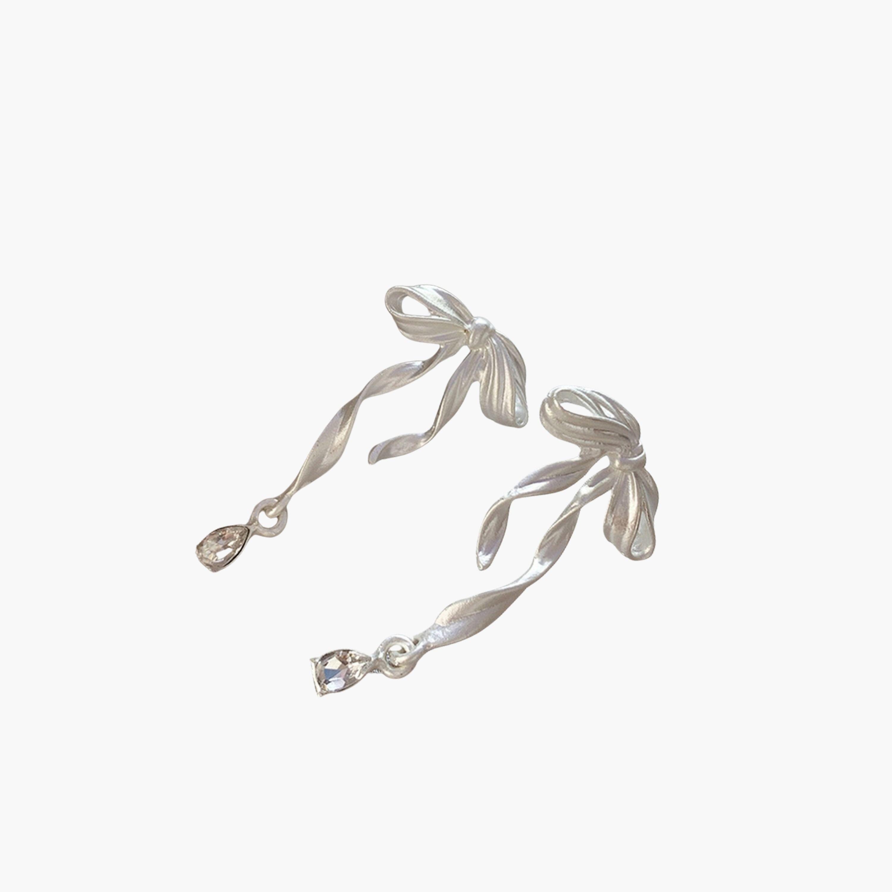 Take Two Textured Bow Drop Earrings-women-watchesandjewellery-jewellery-earrings-image-1
