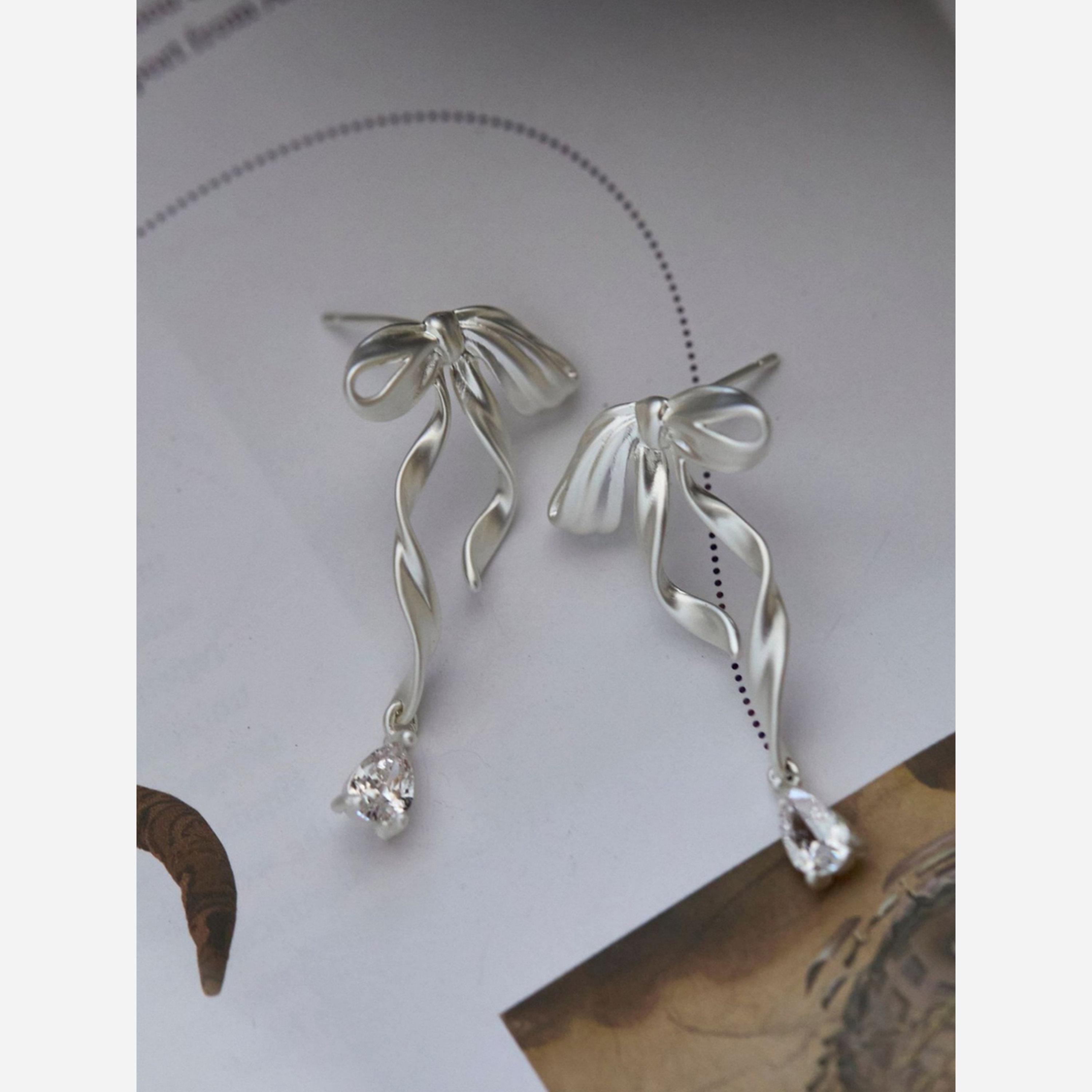 Take Two Textured Bow Drop Earrings-women-watchesandjewellery-jewellery-earrings-image-4