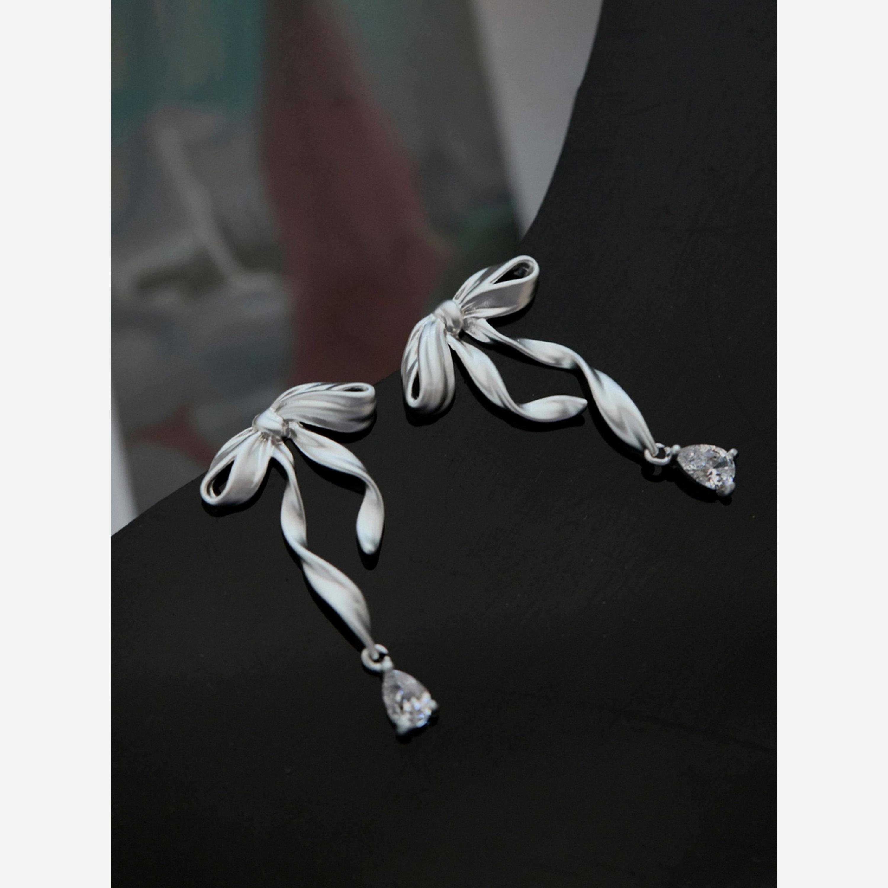 Take Two Textured Bow Drop Earrings-women-watchesandjewellery-jewellery-earrings-image-5