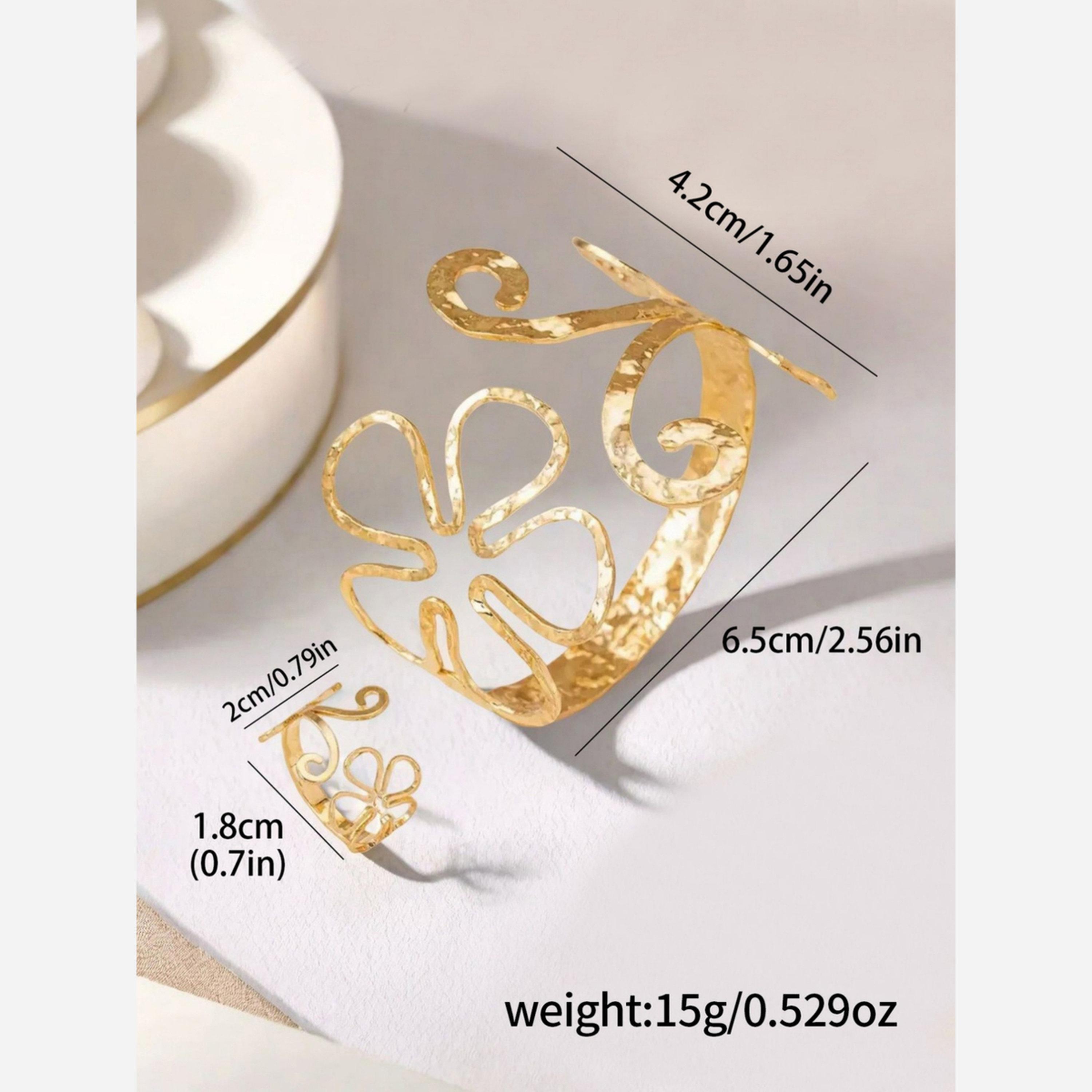 Take Two Hollow Carved Flower Bangle with Ring Set-women-watchesandjewellery-jewellery-jewellerysets-image-5