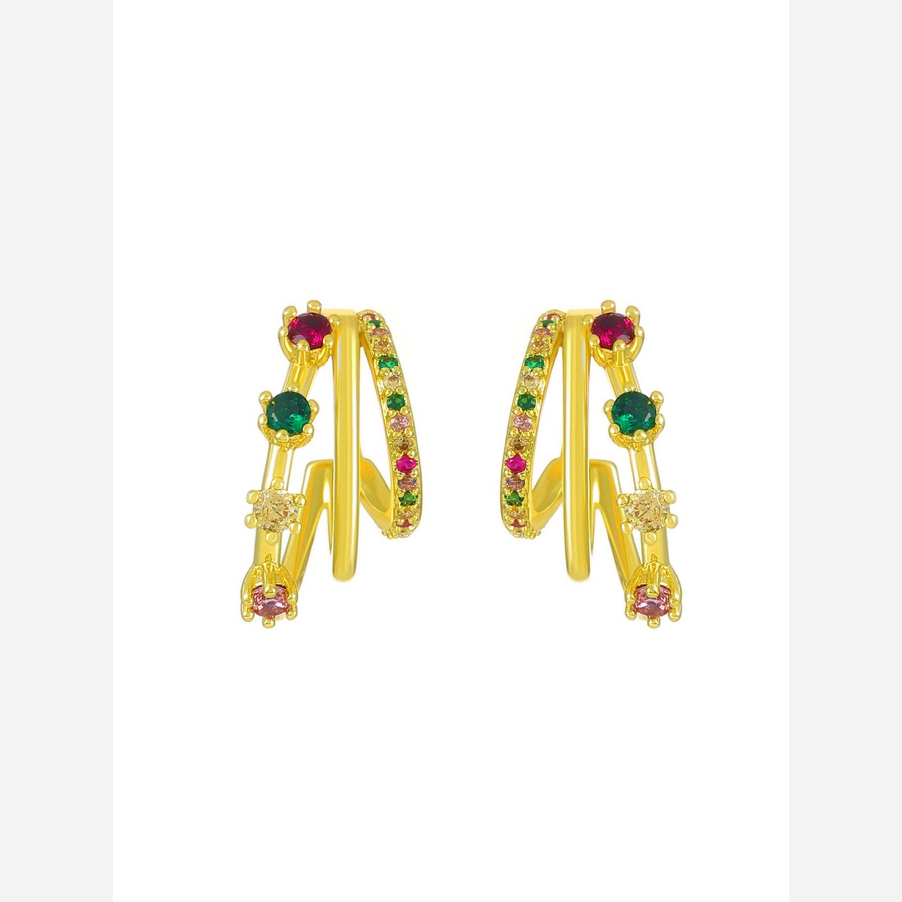 تيك تو - أقراط متعددة اللفات مزخرفة بالزركونيا-women-watchesandjewellery-jewellery-earrings-image-1