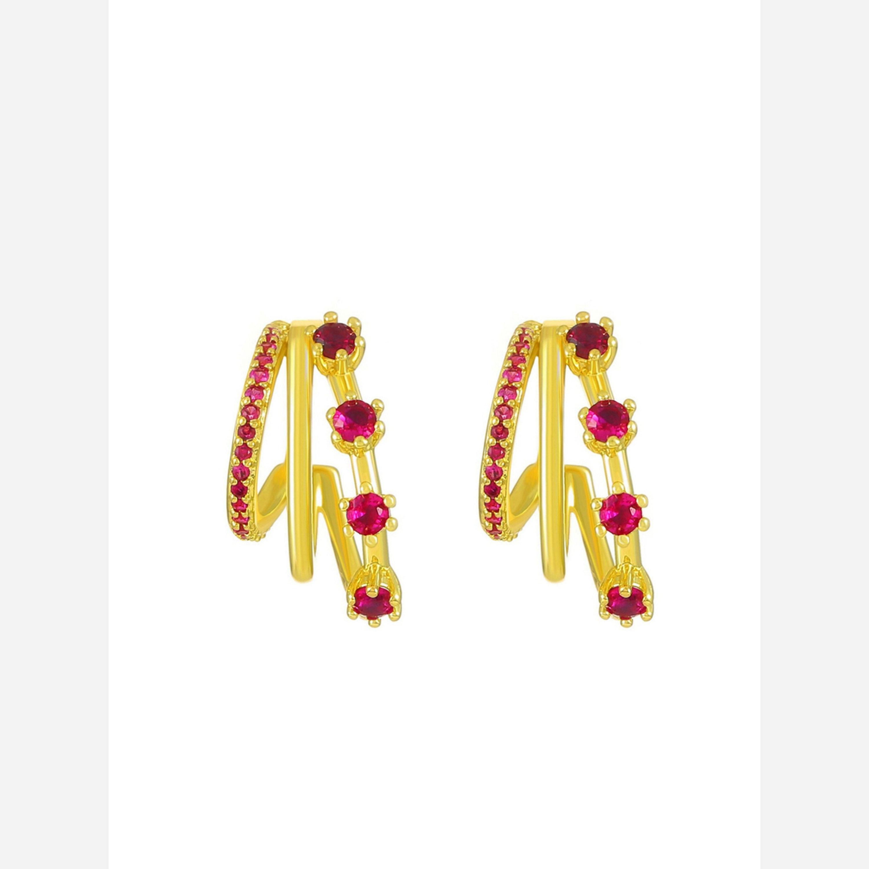 تيك تو - أقراط متعددة اللفات مزخرفة بالزركونيا-women-watchesandjewellery-jewellery-earrings-image-1