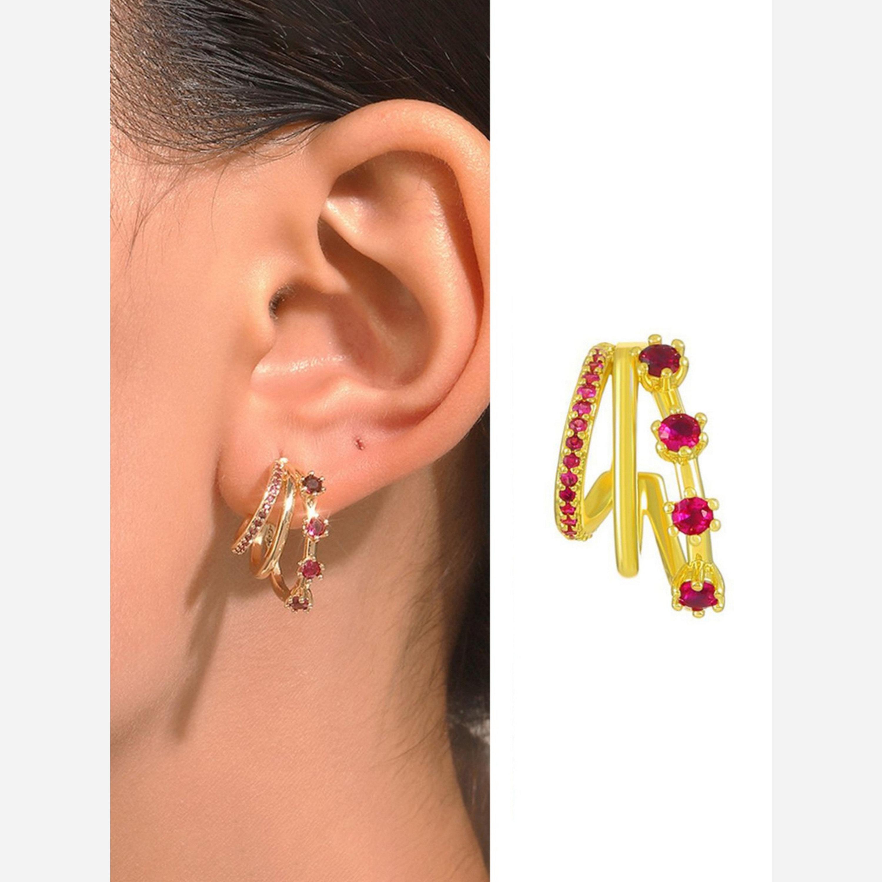 تيك تو - أقراط متعددة اللفات مزخرفة بالزركونيا-women-watchesandjewellery-jewellery-earrings-image-2