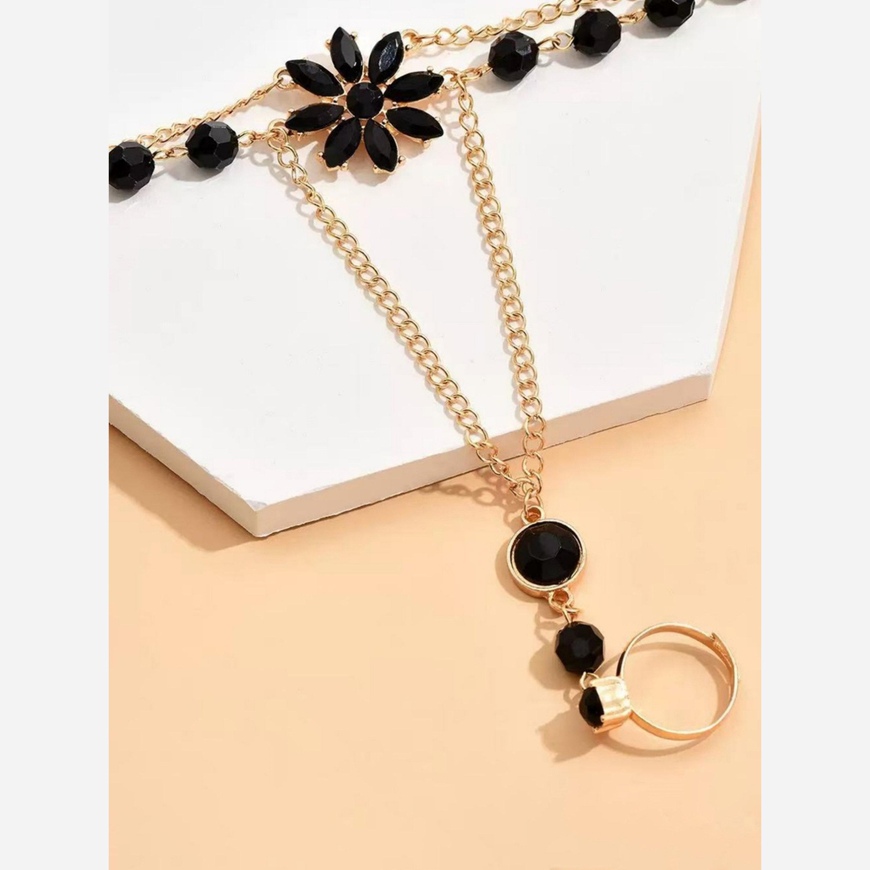 Take Two Black Lotus Hand Chain Ring Bracelet-women-watchesandjewellery-jewellery-banglesandbracelets-image-3
