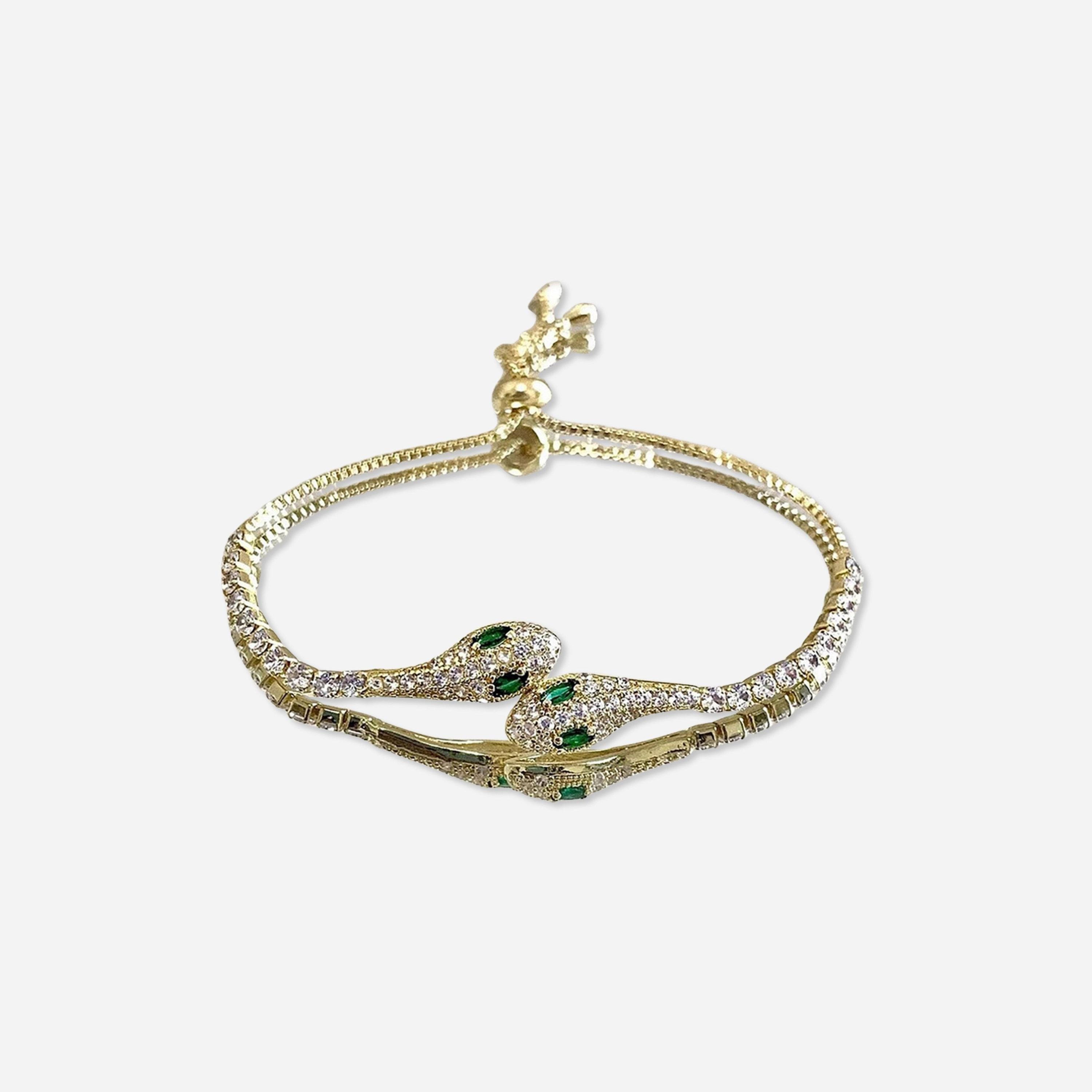 تيك تو - سوار قابل للتعديل تصميم ثعبان مرصع بأحجار الراين-women-watchesandjewellery-jewellery-banglesandbracelets-image-1