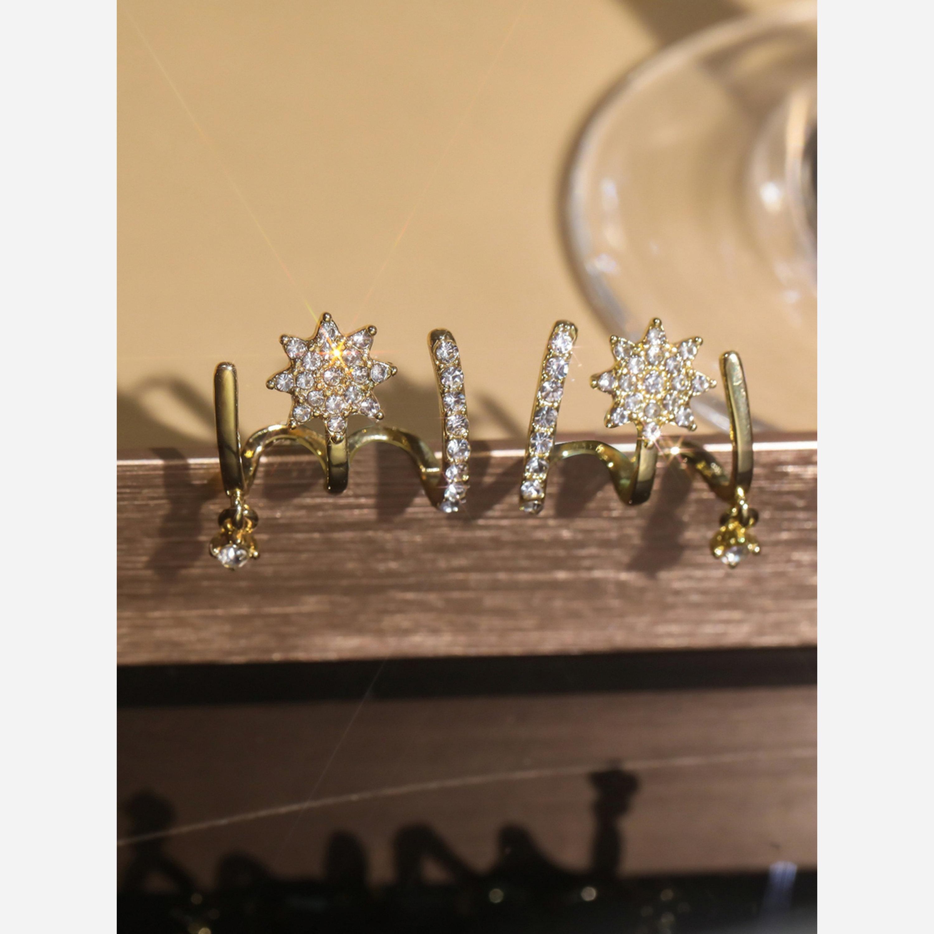تيك تو - أقراط متعددة اللفات مزخرفة بالزركونيا-women-watchesandjewellery-jewellery-earrings-image-6