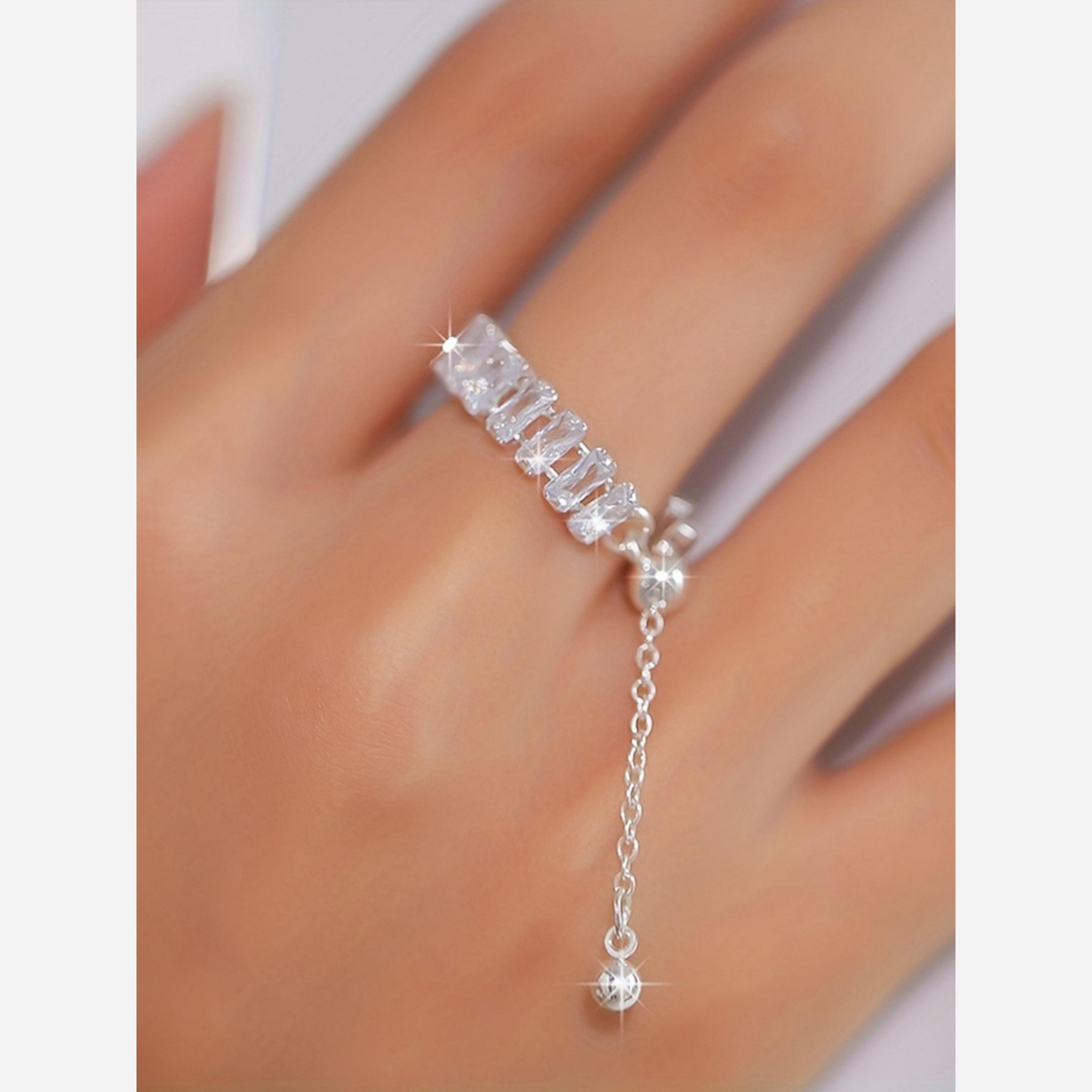 تيك تو - خاتم بسلسلة مرصعة بالكريستال البراق-women-watchesandjewellery-jewellery-rings-image-2
