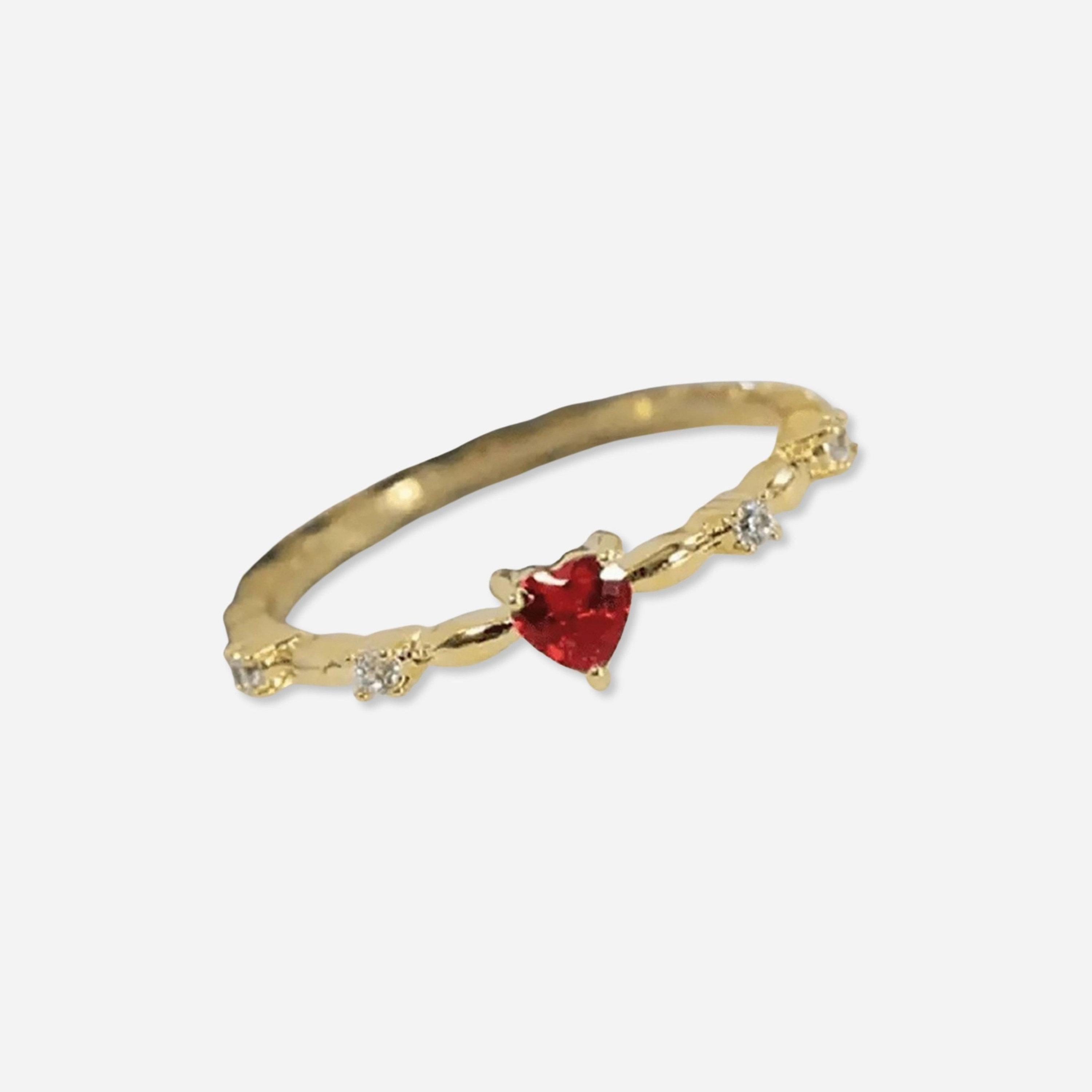 Take Two Red Heart and Inlaid Rhinestone Ring-women-watchesandjewellery-jewellery-rings-image-1