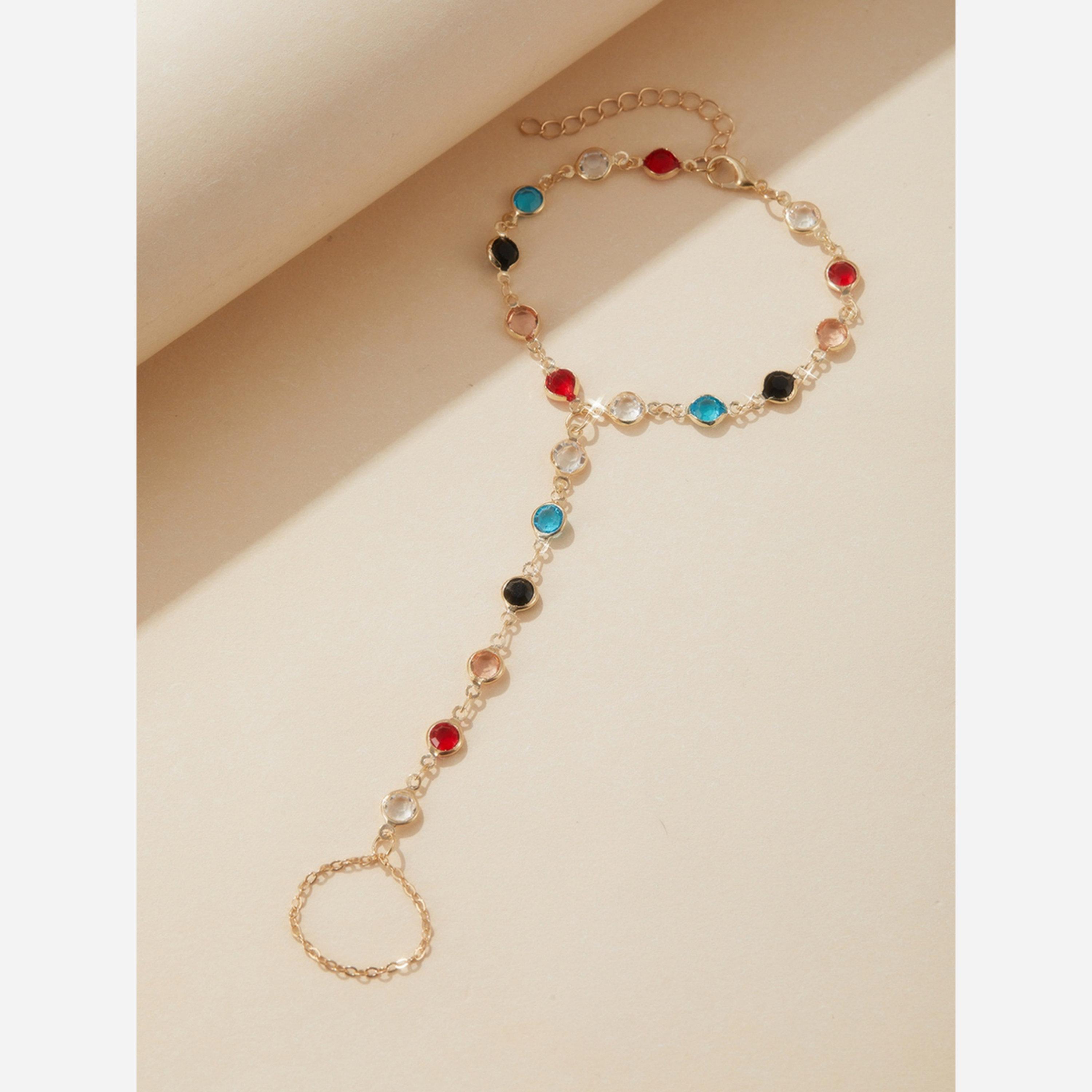 Take Two Round Embellished Hand Chain Ring Bracelet-women-watchesandjewellery-jewellery-banglesandbracelets-image-3