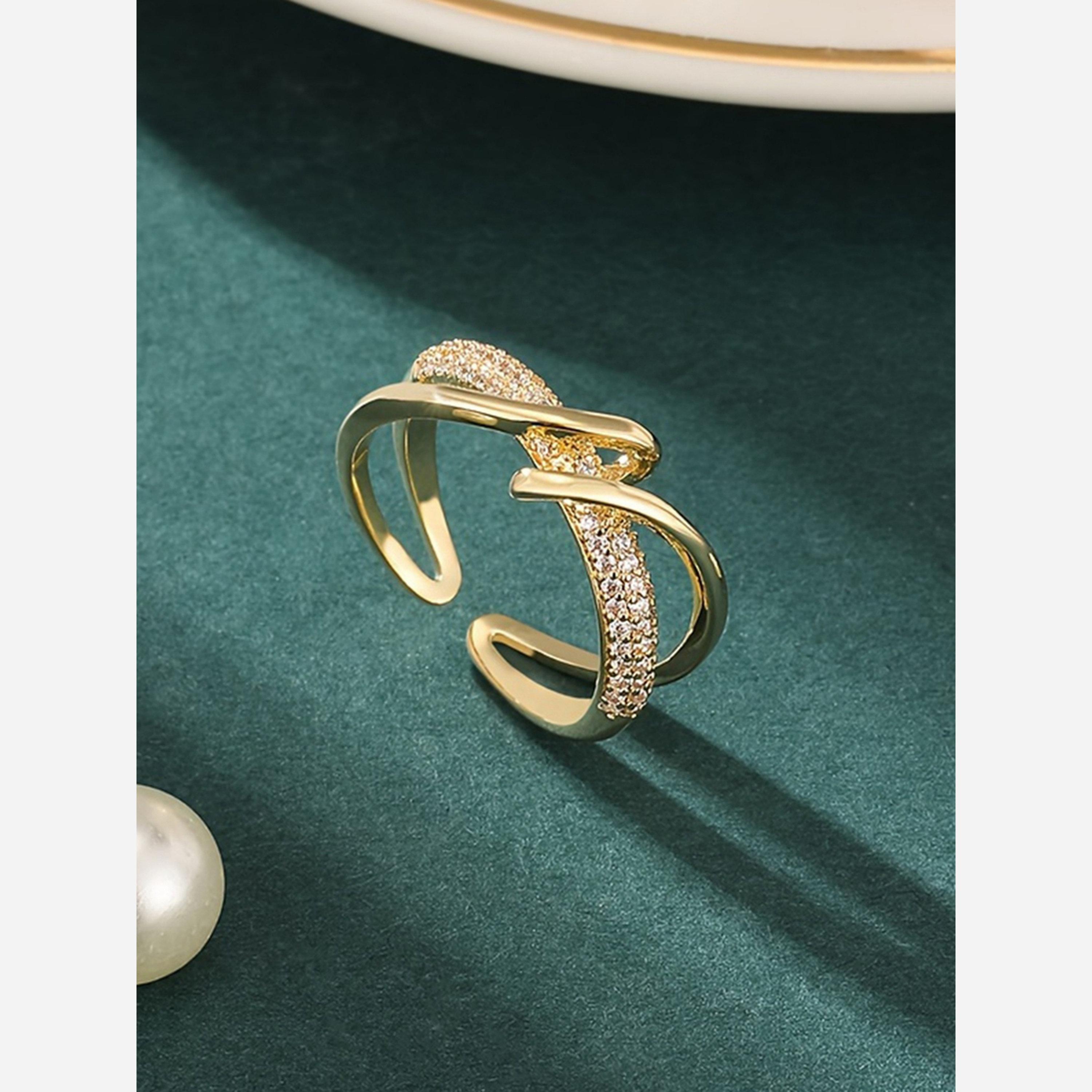 تيك تو - خاتم مفتوح تصميم هندسي غير منتظم مزين بحُلي زخرفية-women-watchesandjewellery-jewellery-rings-image-2