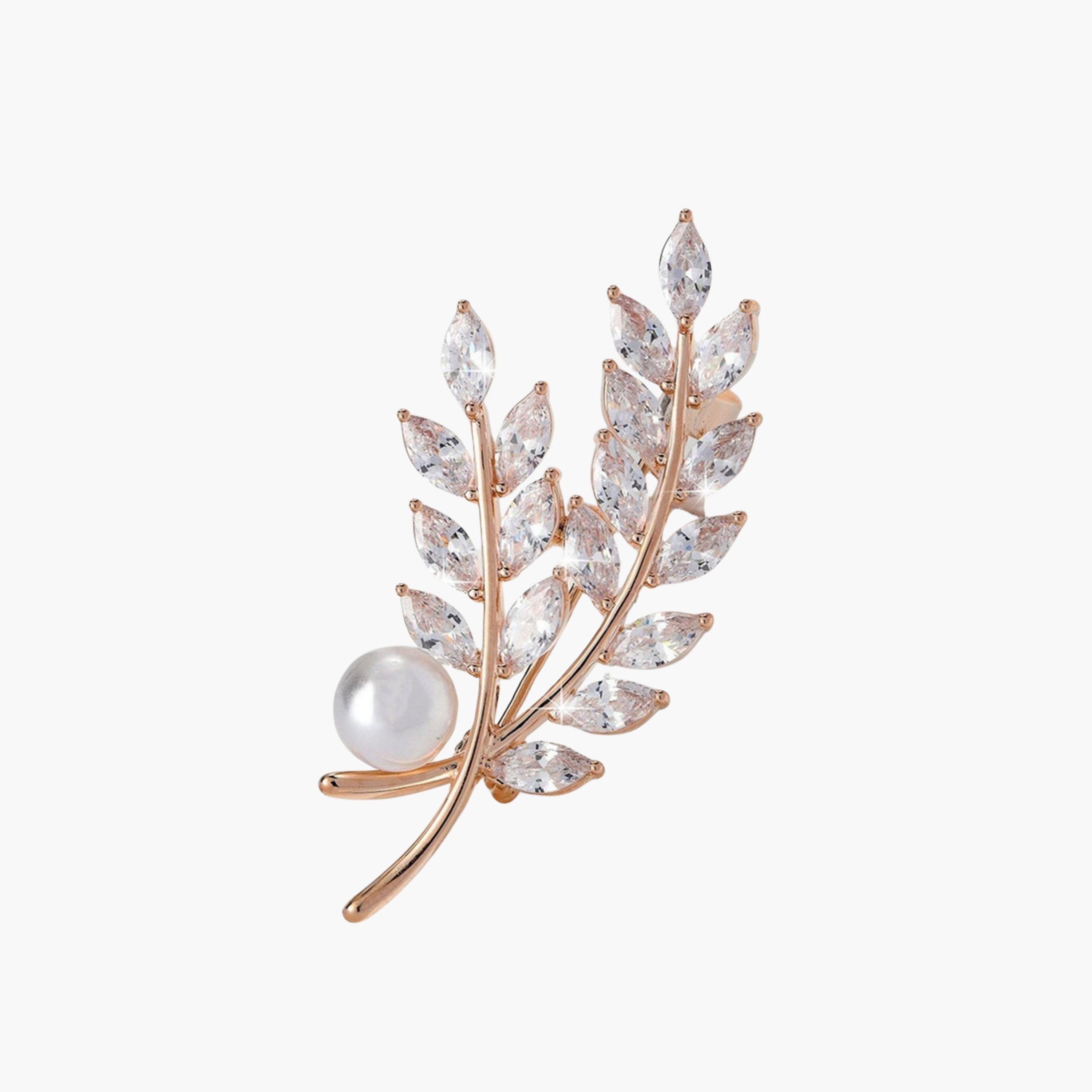 تيك تو - بروش من الزجاج الكريستالي واللؤلؤ الصناعي على شكل قمح-women-watchesandjewellery-jewellery-brooches-image-1