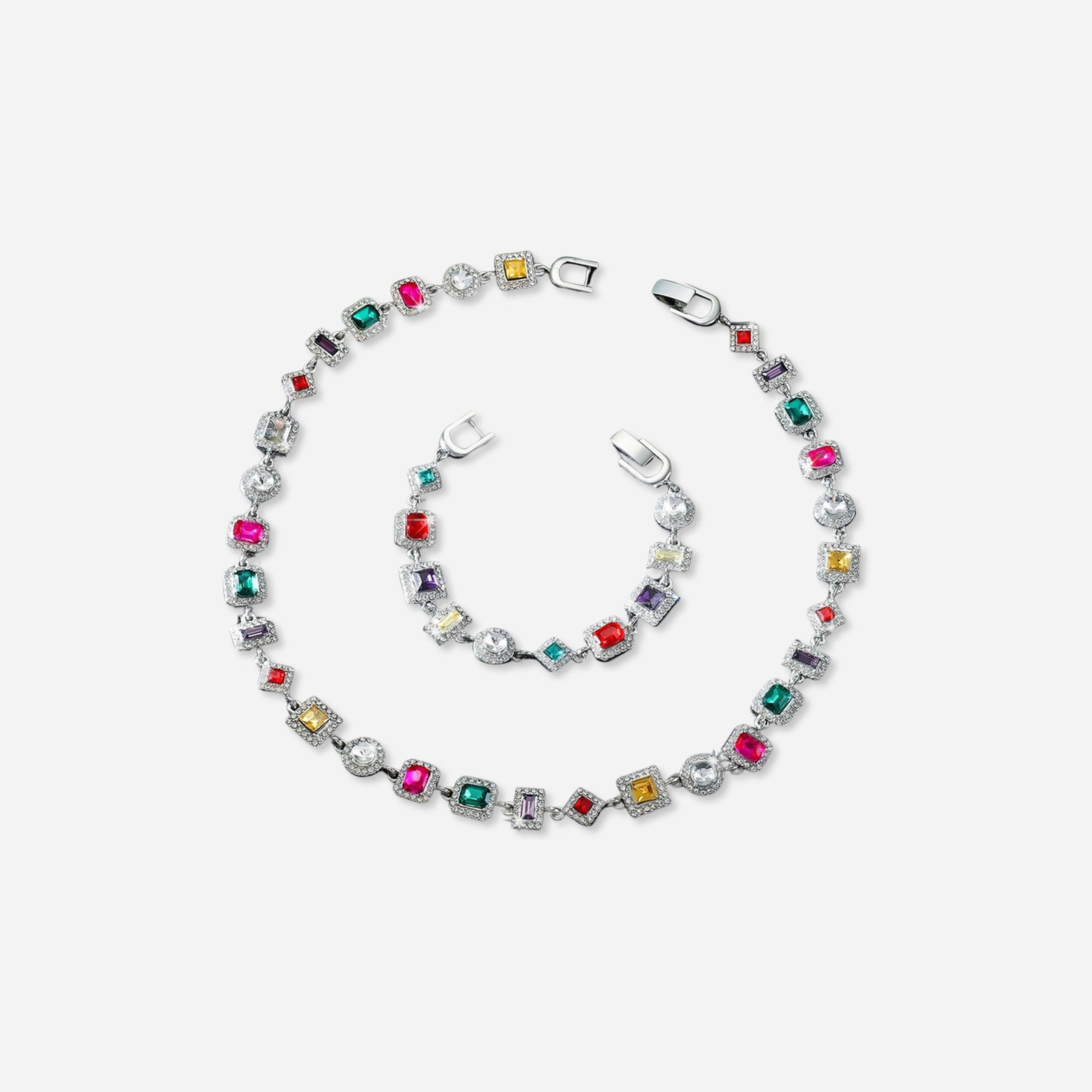 تيك تو - طقم عقد وسوار تصميم هندسي-women-watchesandjewellery-jewellery-jewellerysets-image-1