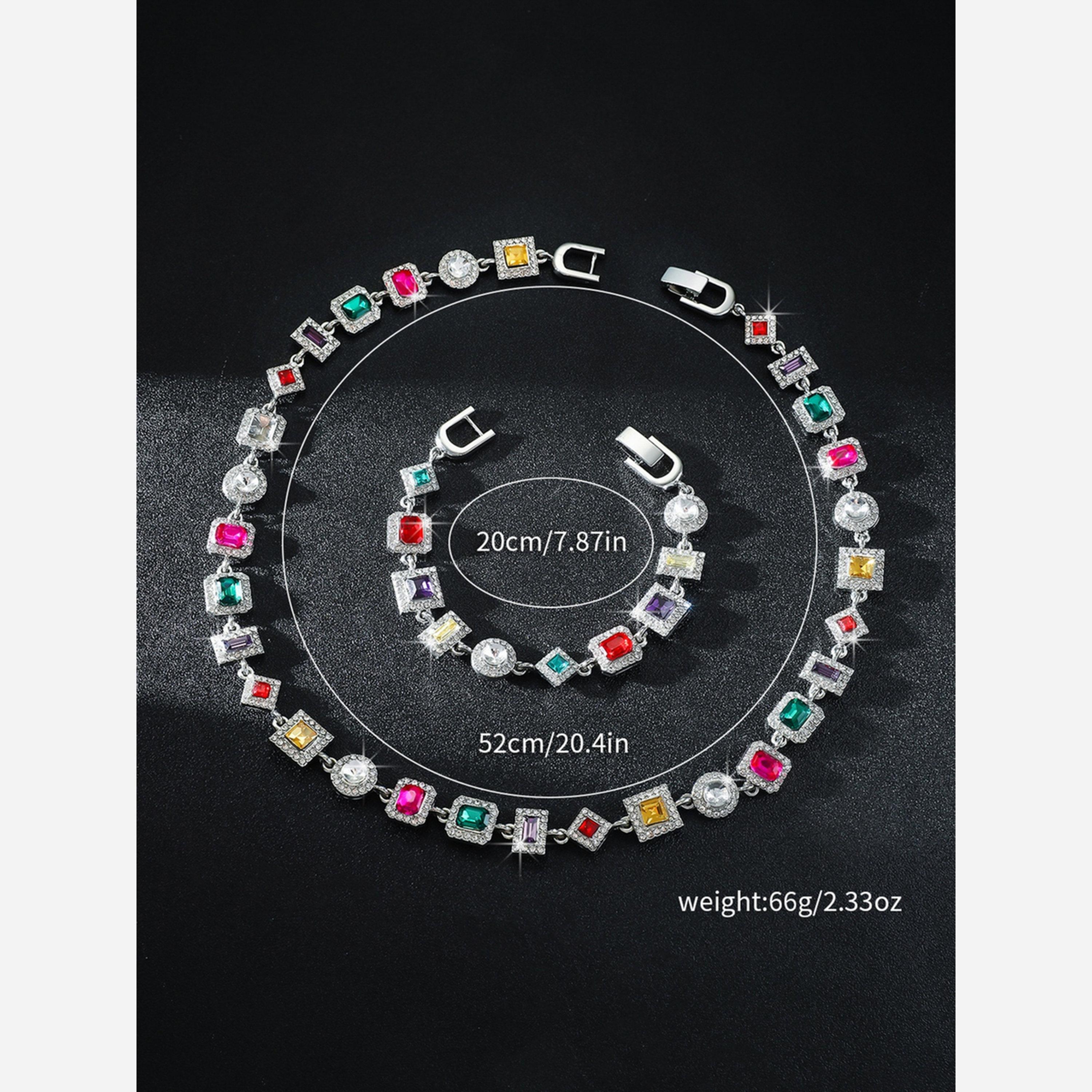 تيك تو - طقم عقد وسوار تصميم هندسي-women-watchesandjewellery-jewellery-jewellerysets-image-3
