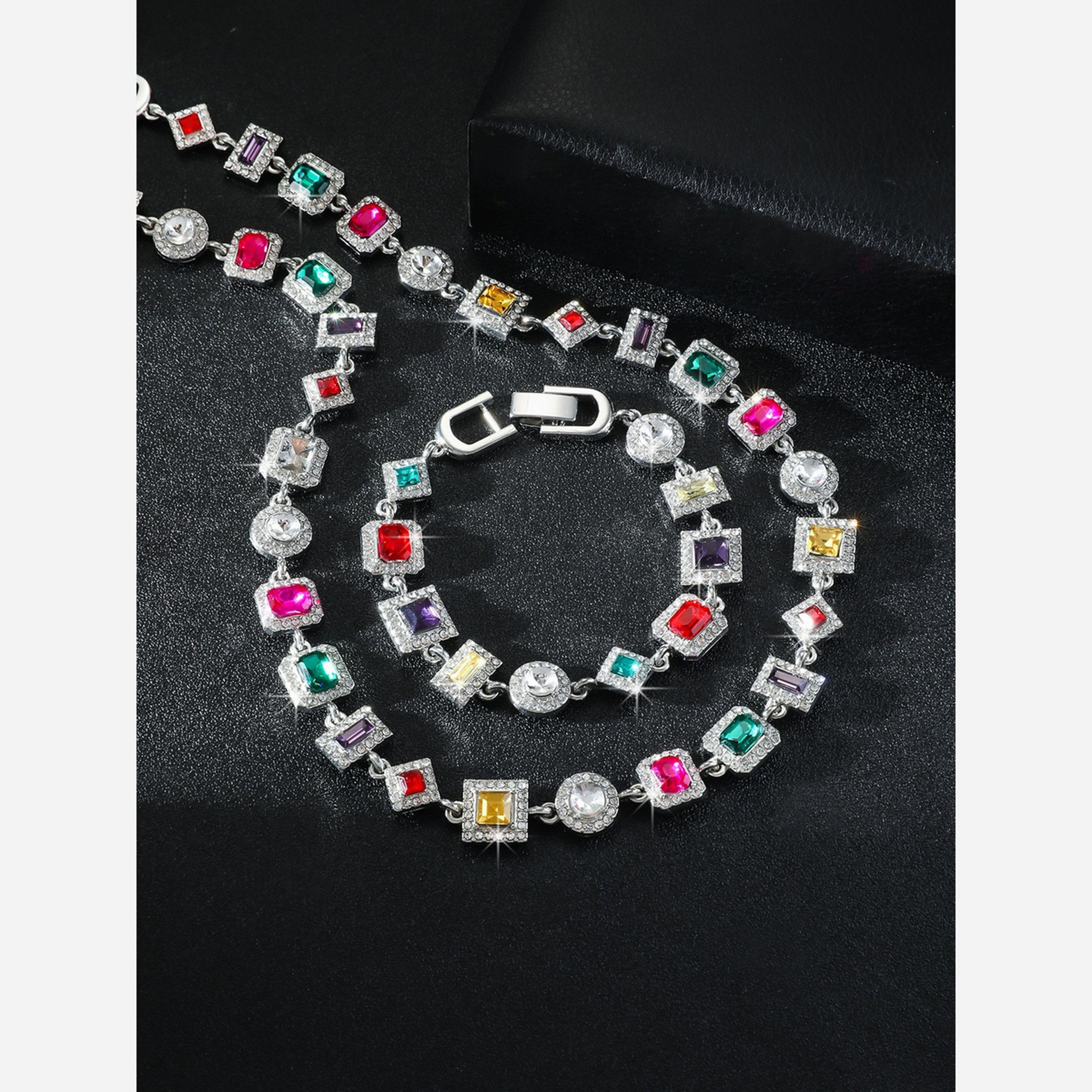 تيك تو - طقم عقد وسوار تصميم هندسي-women-watchesandjewellery-jewellery-jewellerysets-image-5