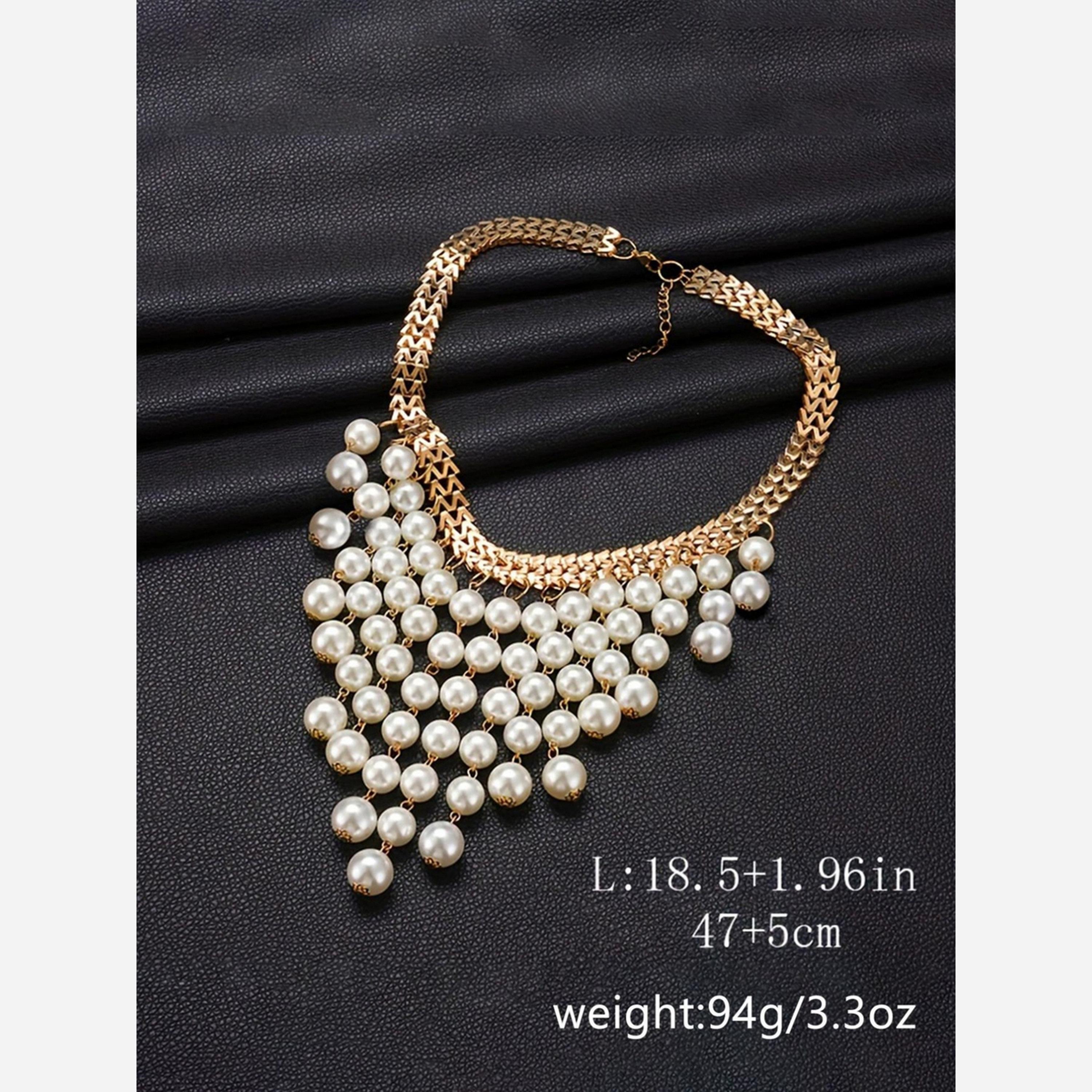 تيك تو - قلادة بشرابة من اللؤلؤ الصناعي-women-watchesandjewellery-jewellery-necklacesandpendants-image-3