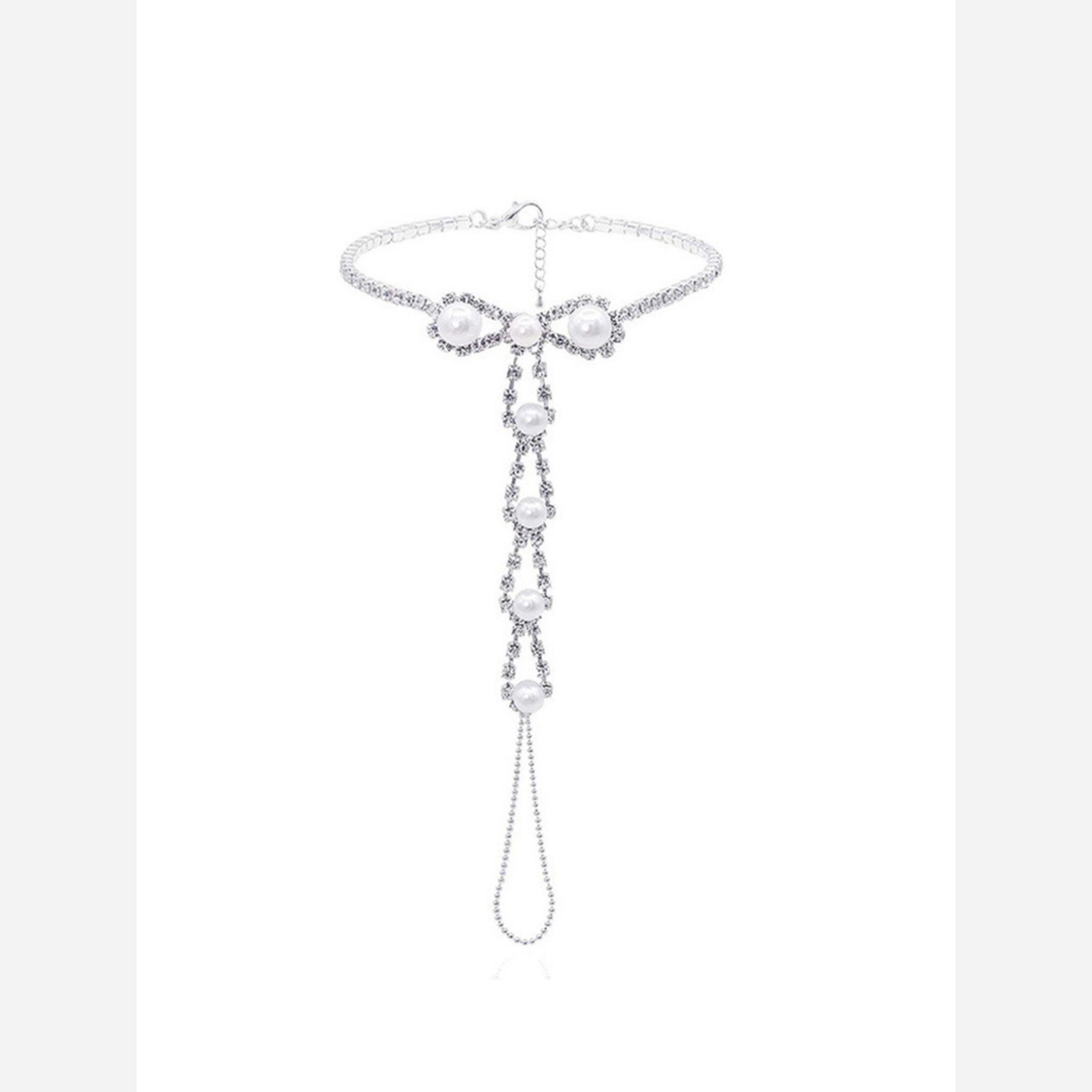 Take Two Faux Pearl Foot Chain with Toe Ring Anklet-women-watchesandjewellery-jewellery-anklets-image-1