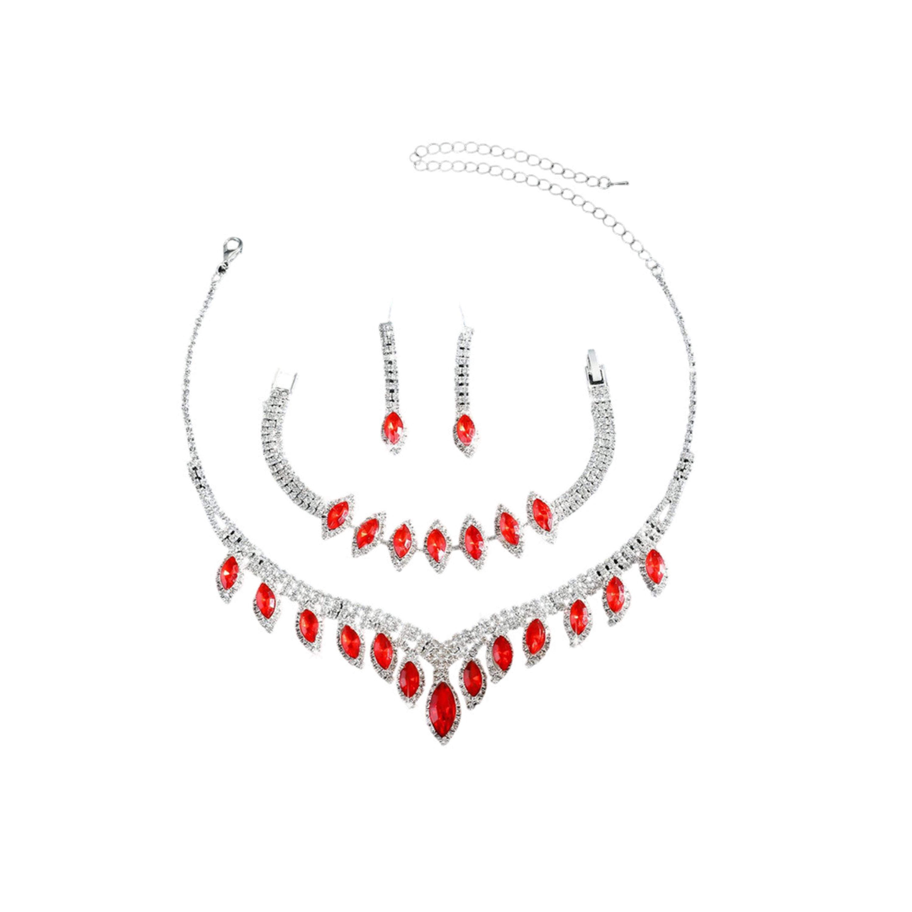 تيك تو - طقم عقد وسوار وأقراط من الكريستال الأحمر-women-watchesandjewellery-jewellery-jewellerysets-image-1