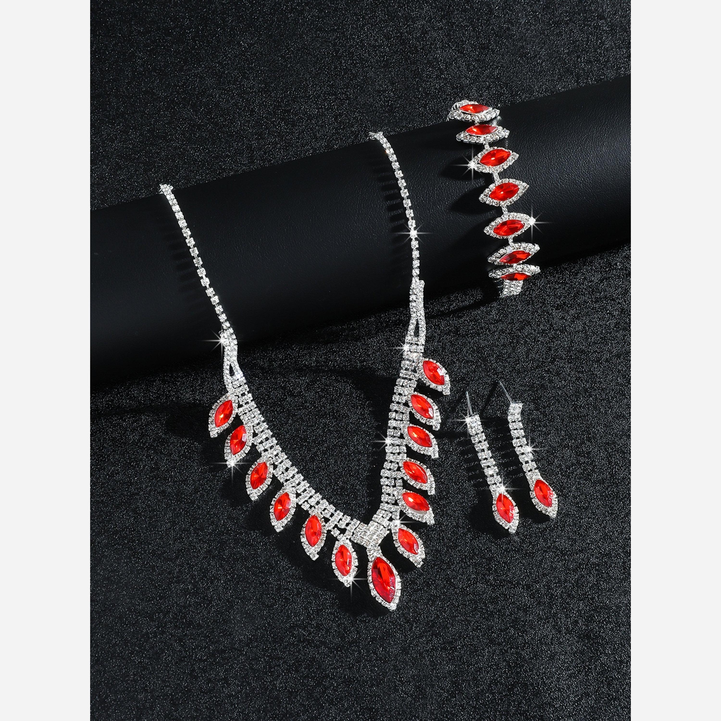 تيك تو - طقم عقد وسوار وأقراط من الكريستال الأحمر-women-watchesandjewellery-jewellery-jewellerysets-image-3