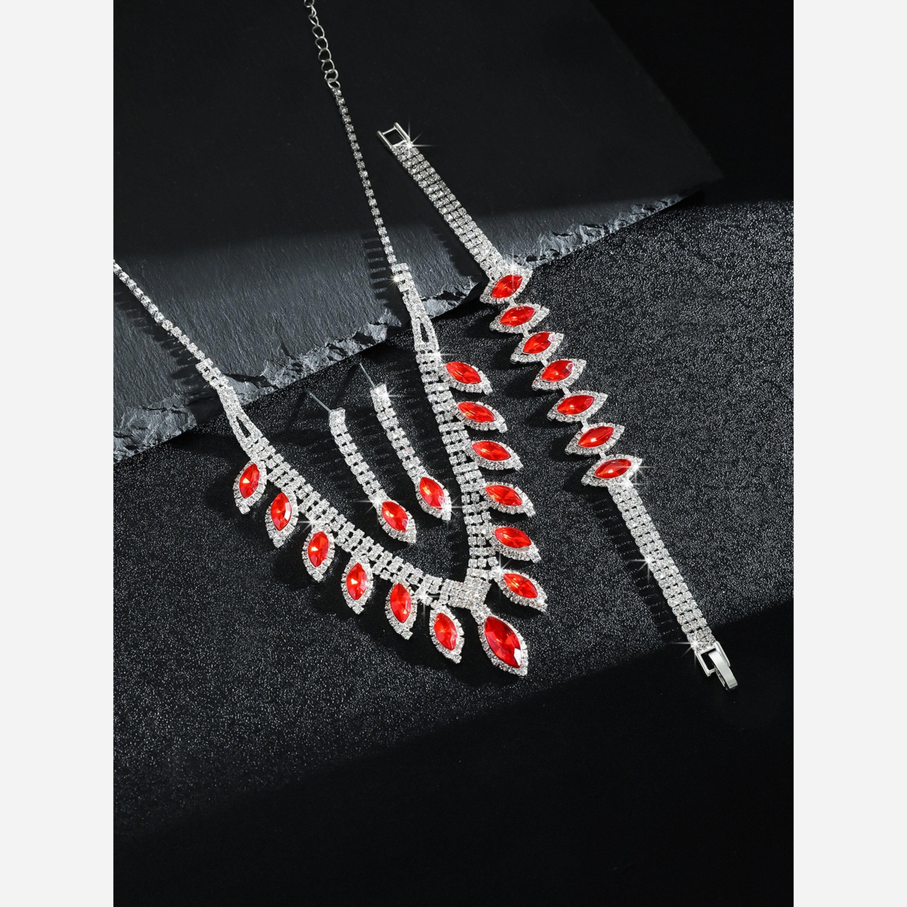 Take Two Red Crystal Necklace with Bracelet and Earrings Set-women-watchesandjewellery-jewellery-jewellerysets-image-5