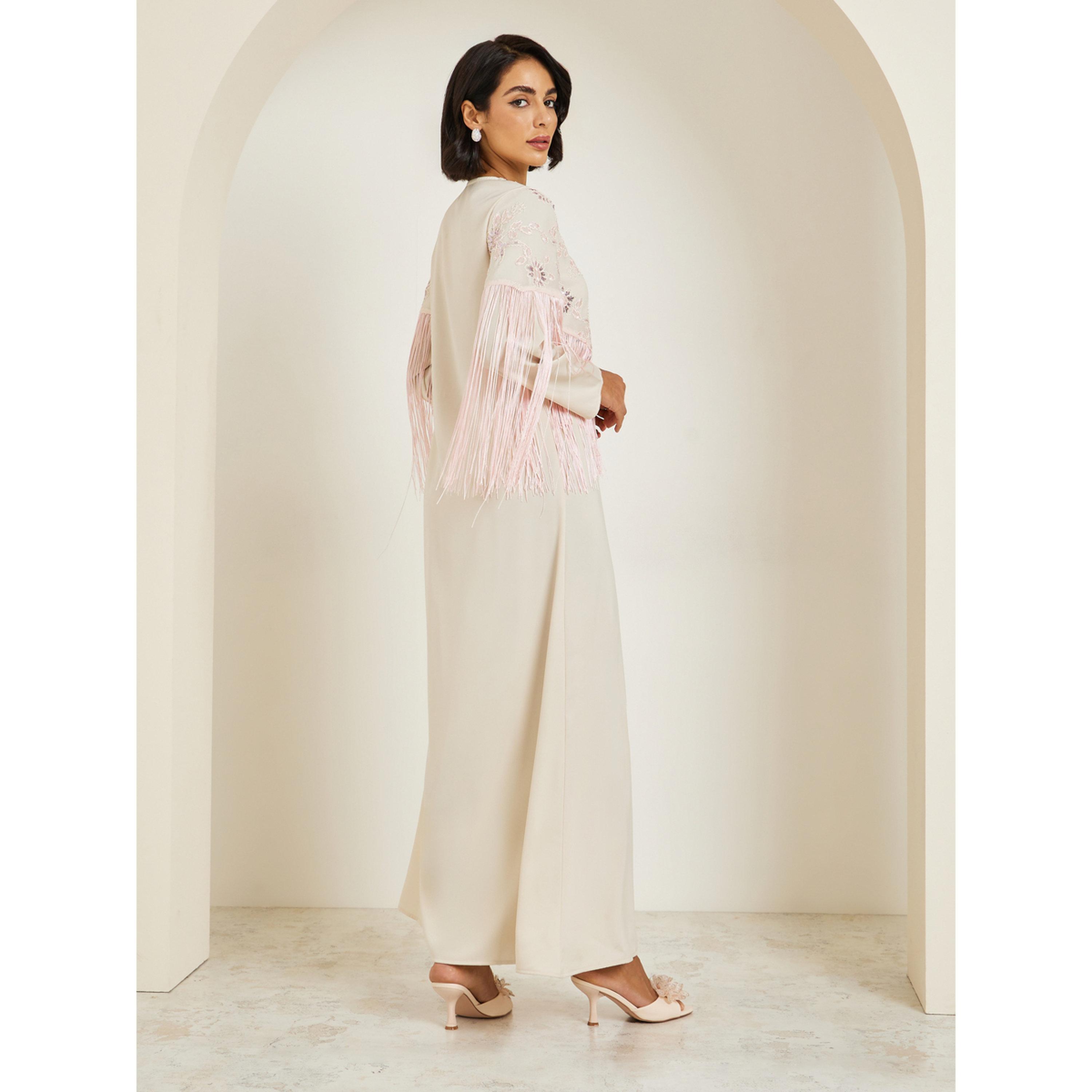 Styli Women Pink Embroidered Tasselled Jalabiya-women-arabicclothing-jalabiyas-image-5