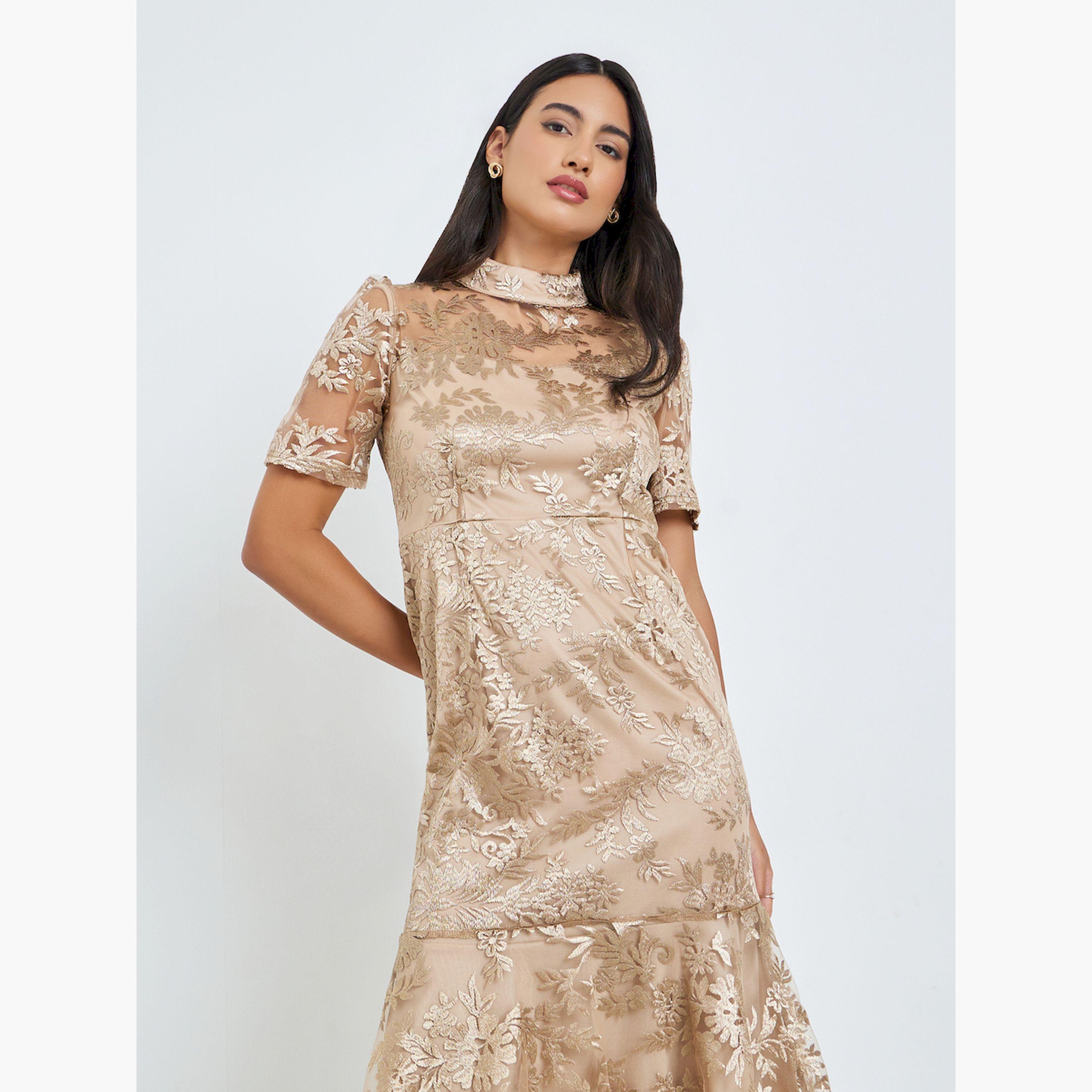 Styli Beige All-Lace Mermaid Hem Midi Dress-women-clothing-dresses-image-3