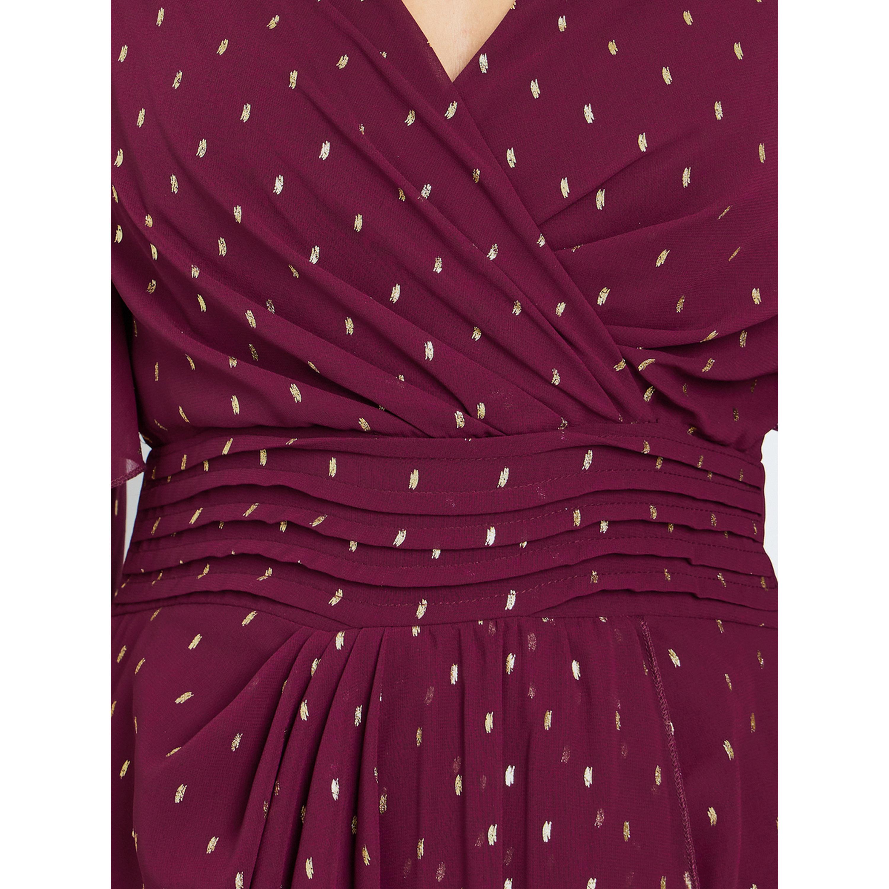 فستان طويل بطبعة فويل وأكمام كيب-women-clothing-dresses-image-5